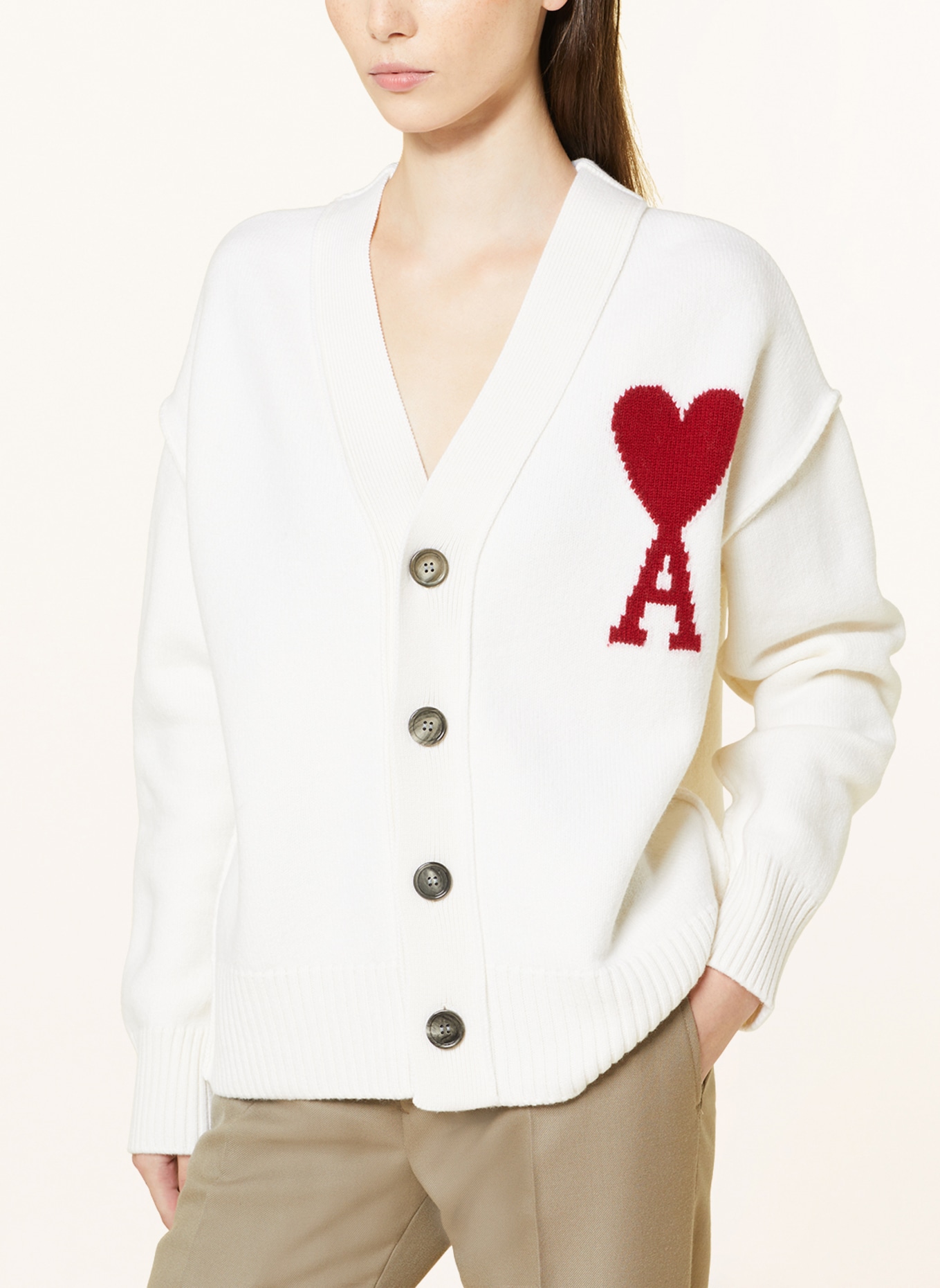 AMI PARIS Oversized cardigan, Color: WHITE (Image 4)