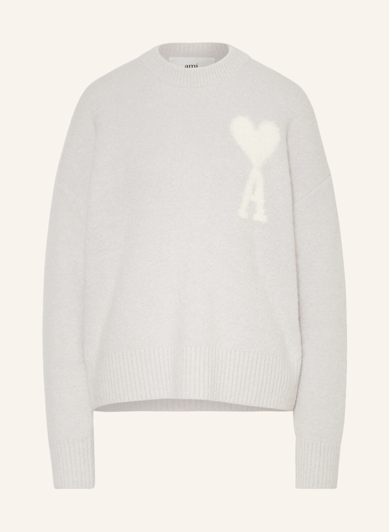 AMI PARIS Alpaka-Pullover, Farbe: HELLGRAU/ WEISS (Bild 1)