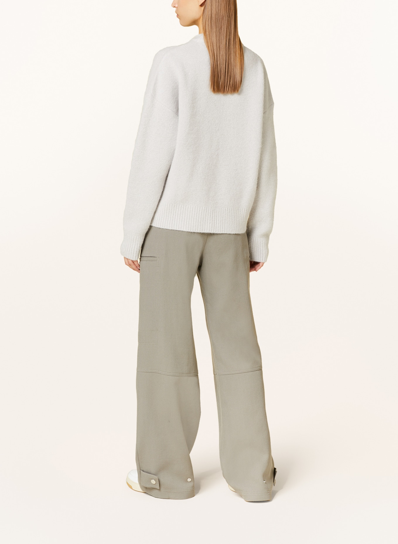 AMI PARIS Alpaka-Pullover, Farbe: HELLGRAU/ WEISS (Bild 3)