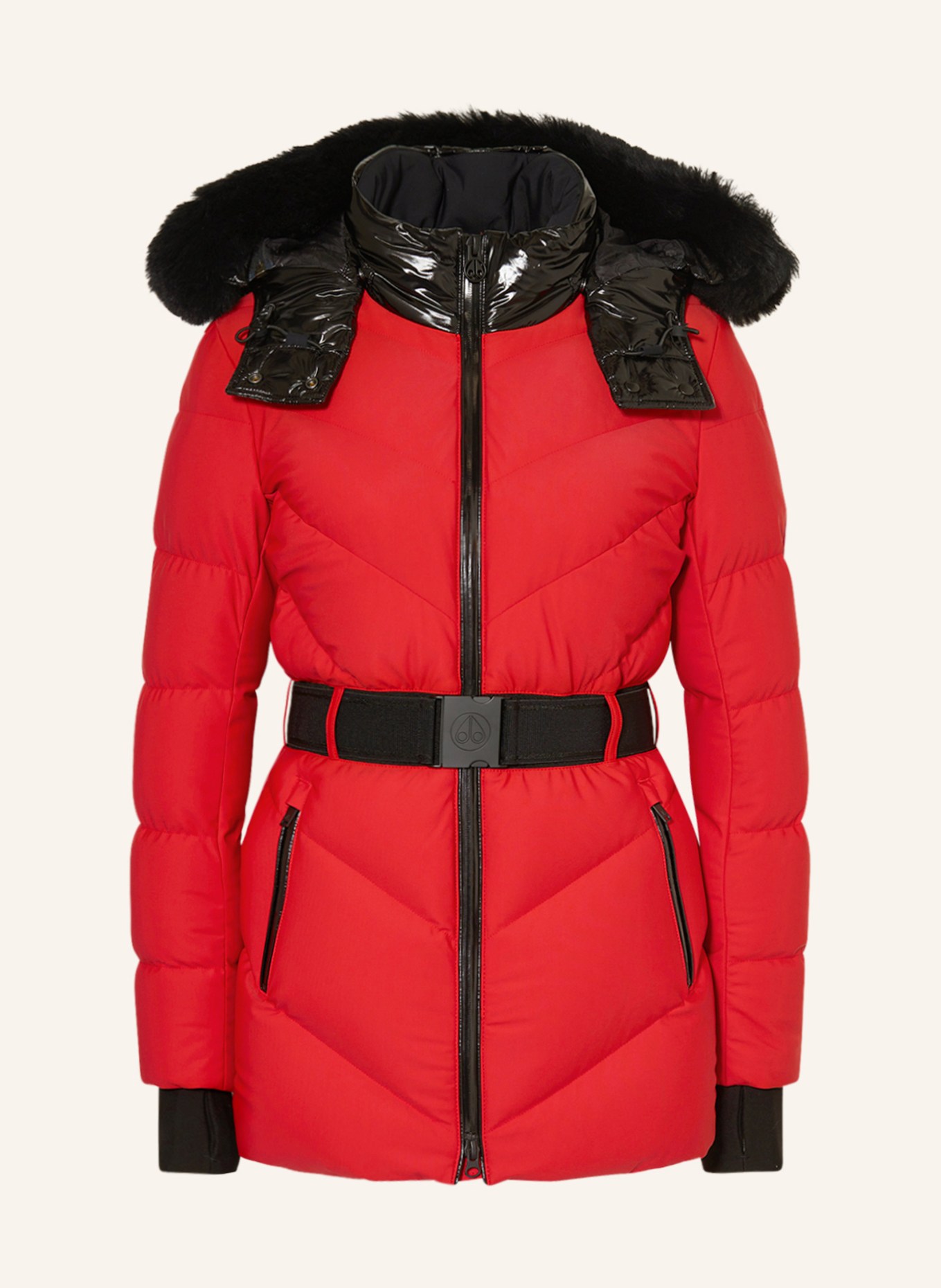 MOOSE KNUCKLES Down jacket CAMBRIA with real fur, Color: RED/ BLACK (Image 1)