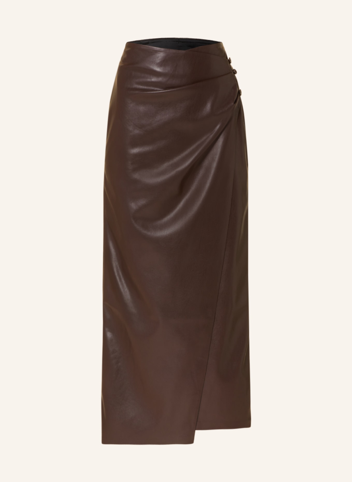 Nanushka Zavinovací sukně MARCHA v koženém vzhledu, Barva: TMAVĚ HNĚDÁ (Obrázek 1)