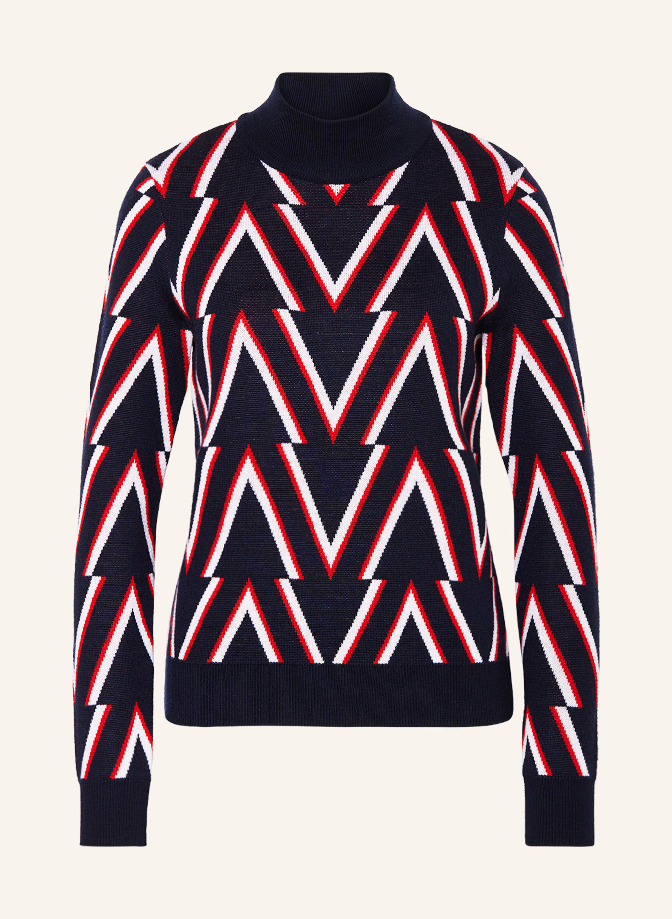 fusalp Sweater MEERA made of merino wool, Color: DARK BLUE/ WHITE/ RED (Image 1)