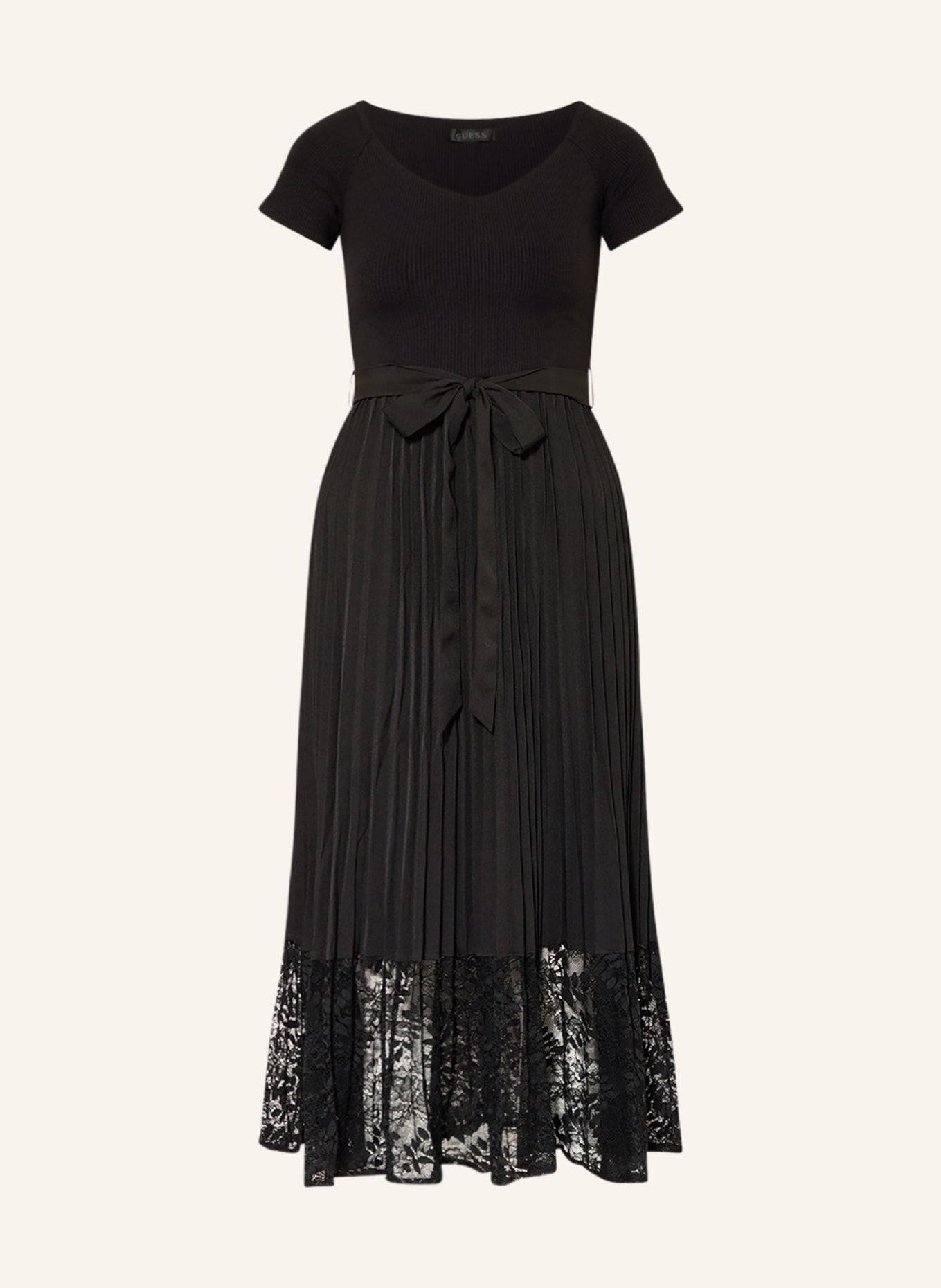 GUESS Dress TIANA in mixed materials with lace, Color: BLACK (Image 1)