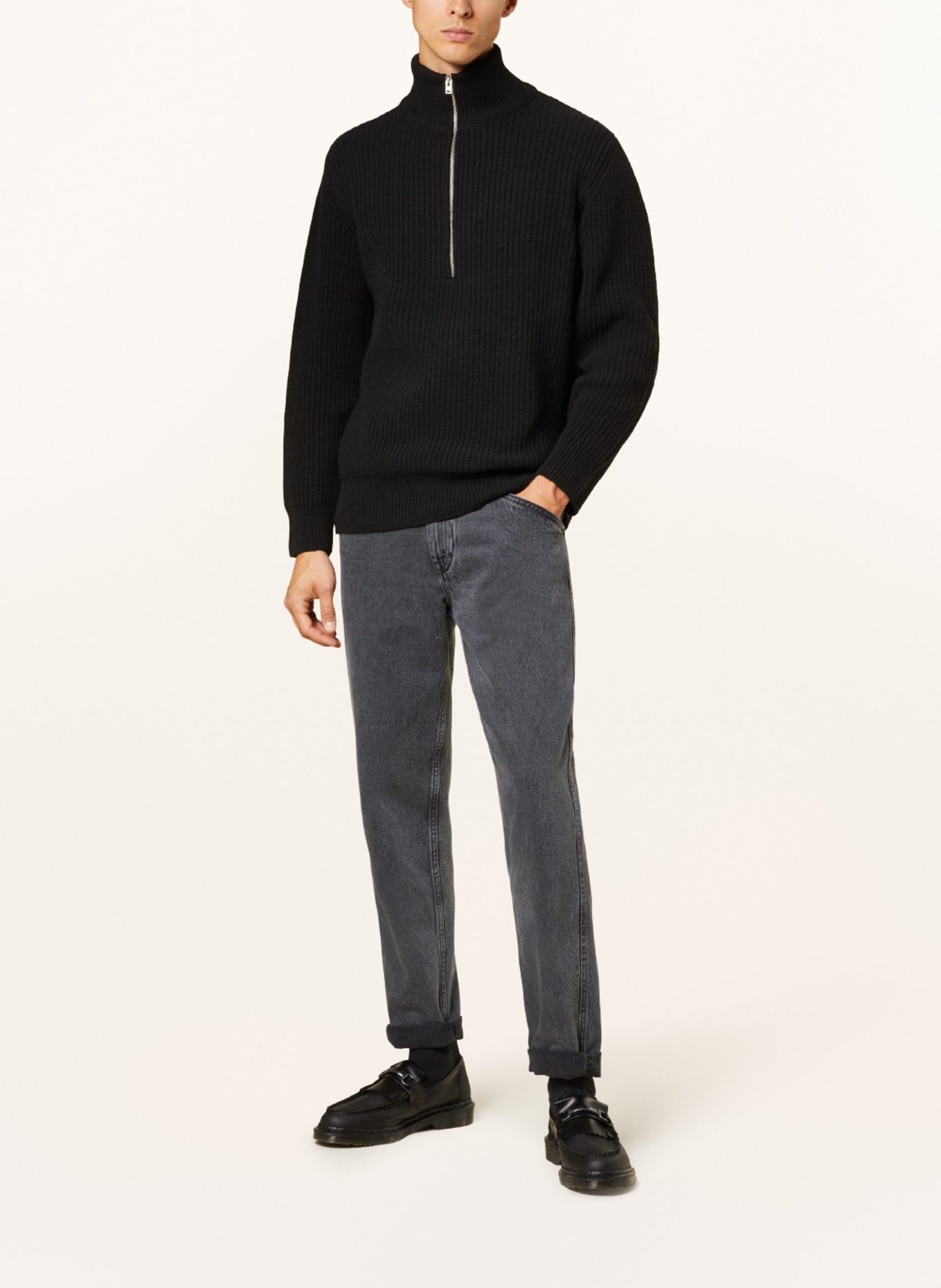 CLOSED Half-zip sweater, Color: BLACK (Image 2)