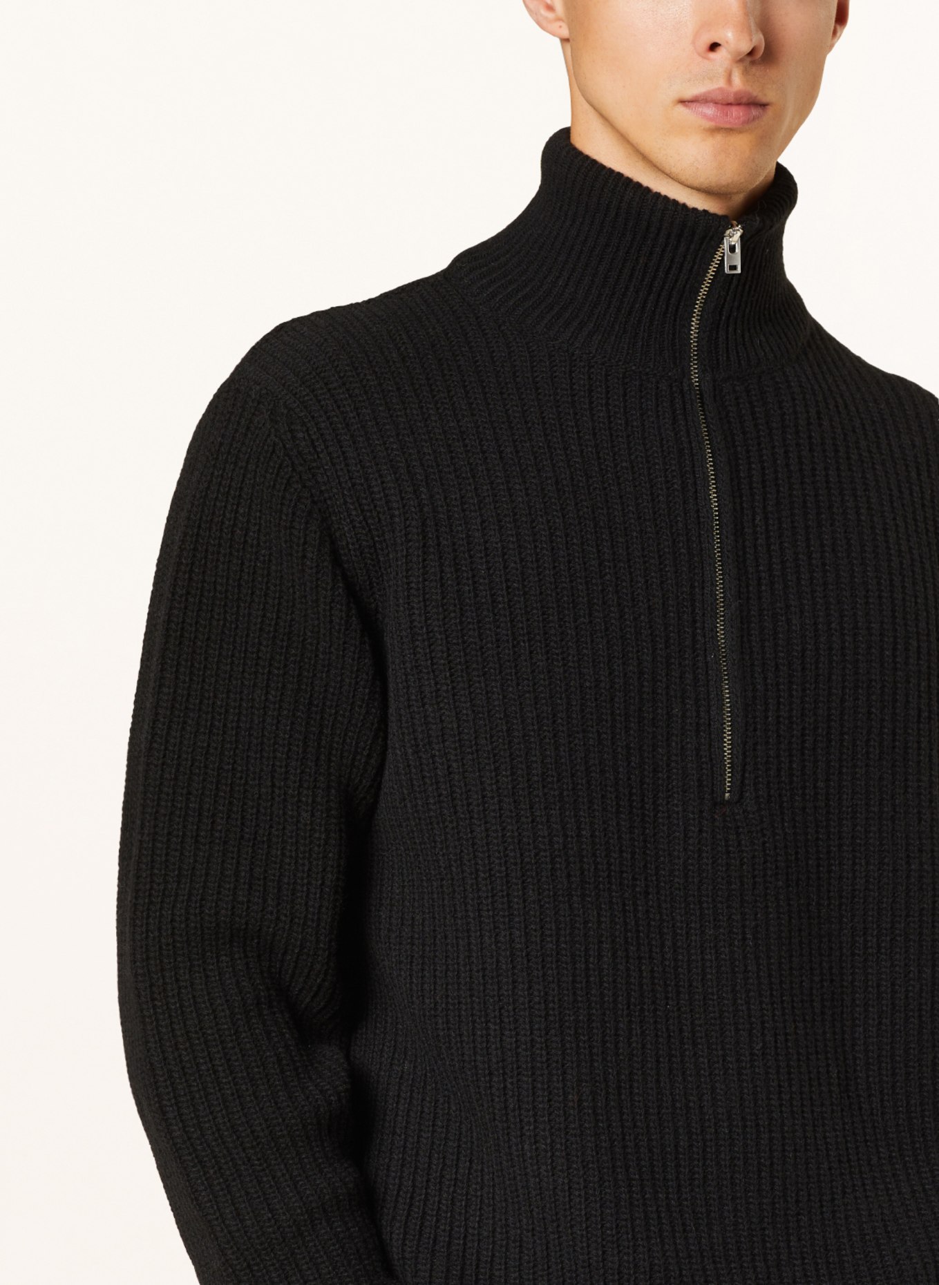 CLOSED Half-zip sweater, Color: BLACK (Image 4)