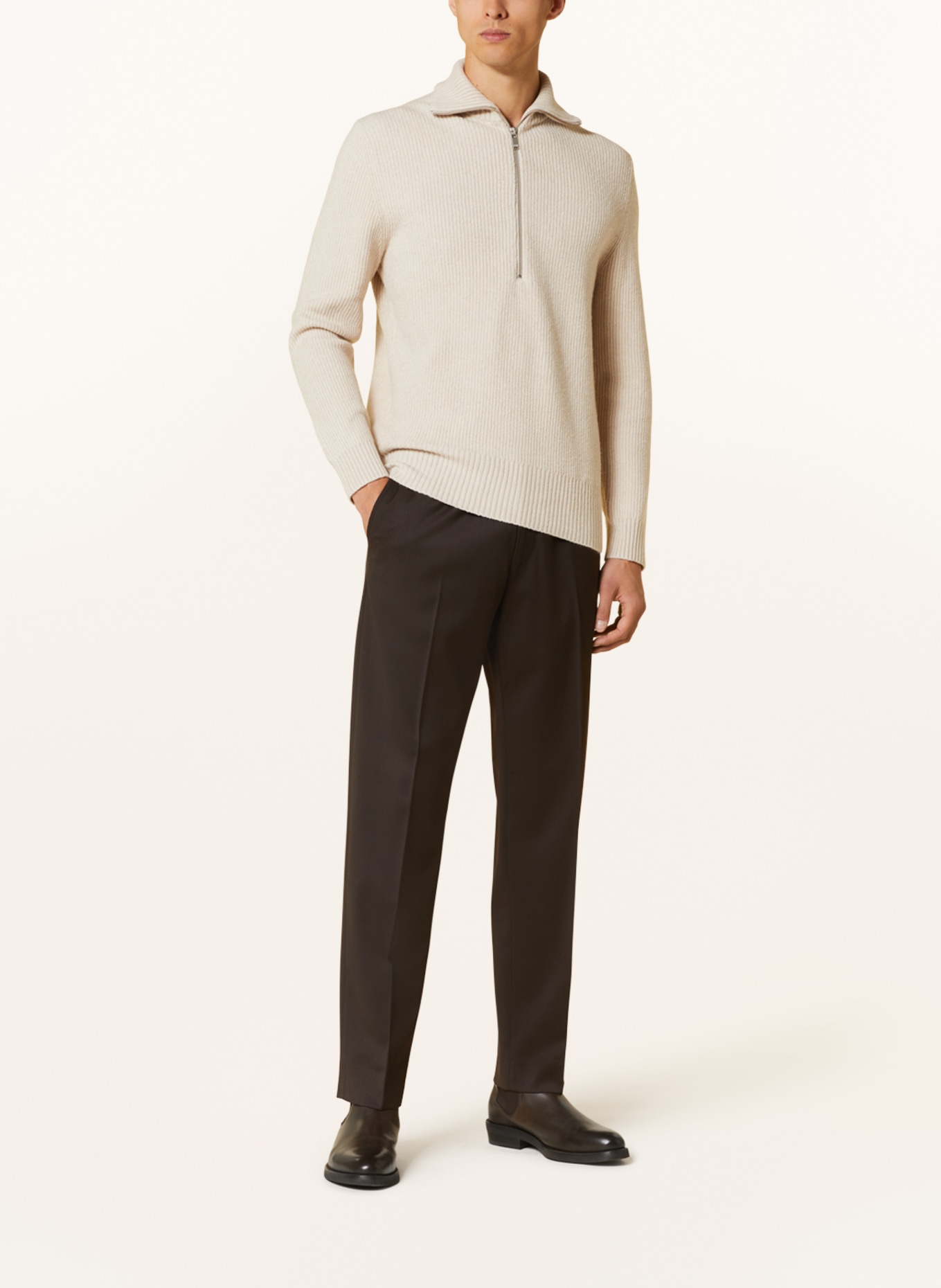 DRYKORN Half-zip sweater MANUELO, Color: LIGHT BROWN (Image 2)
