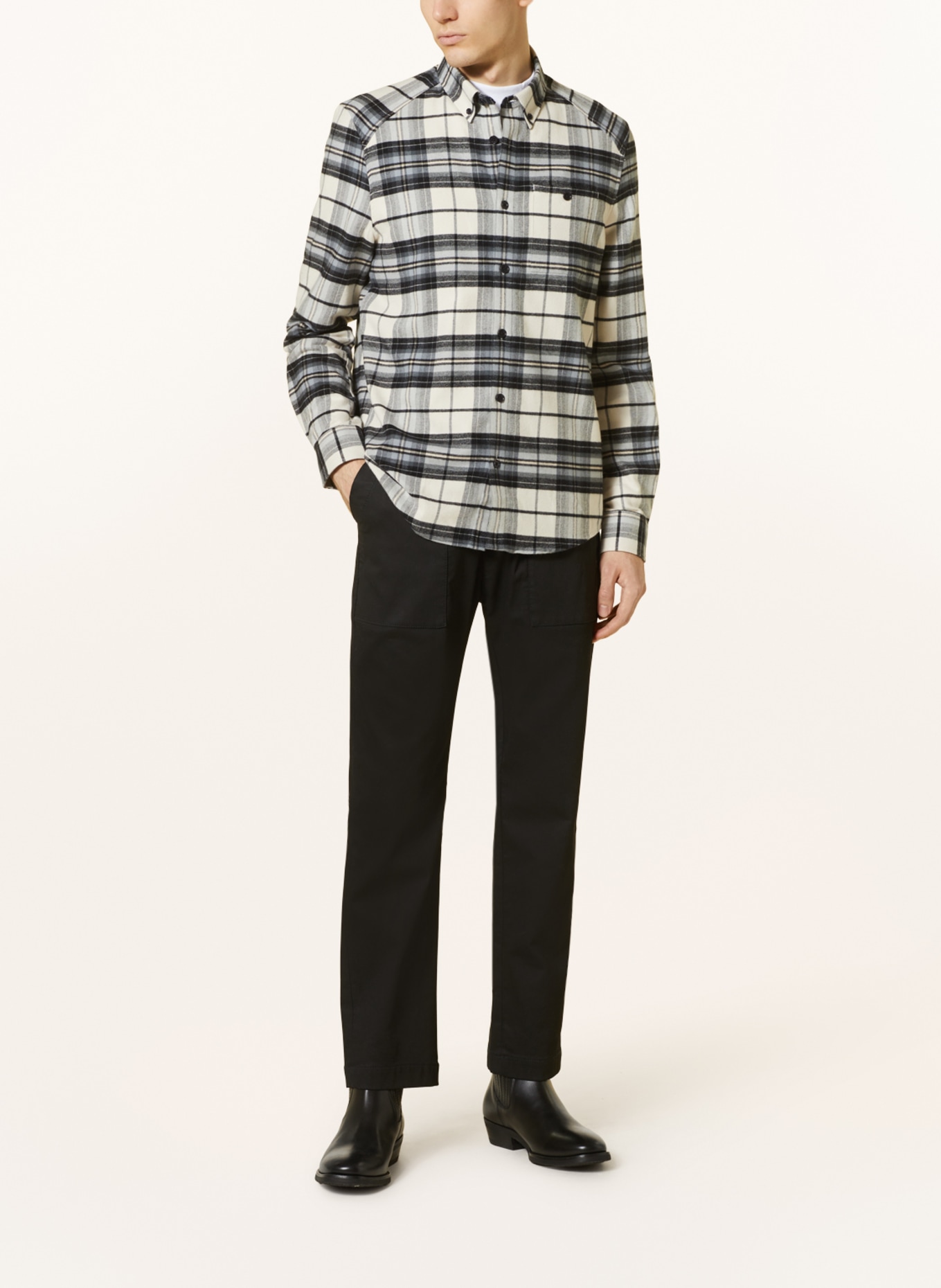 DRYKORN Flannel shirt LIET slim fit, Color: BLACK/ CREAM/ LIGHT GRAY (Image 2)