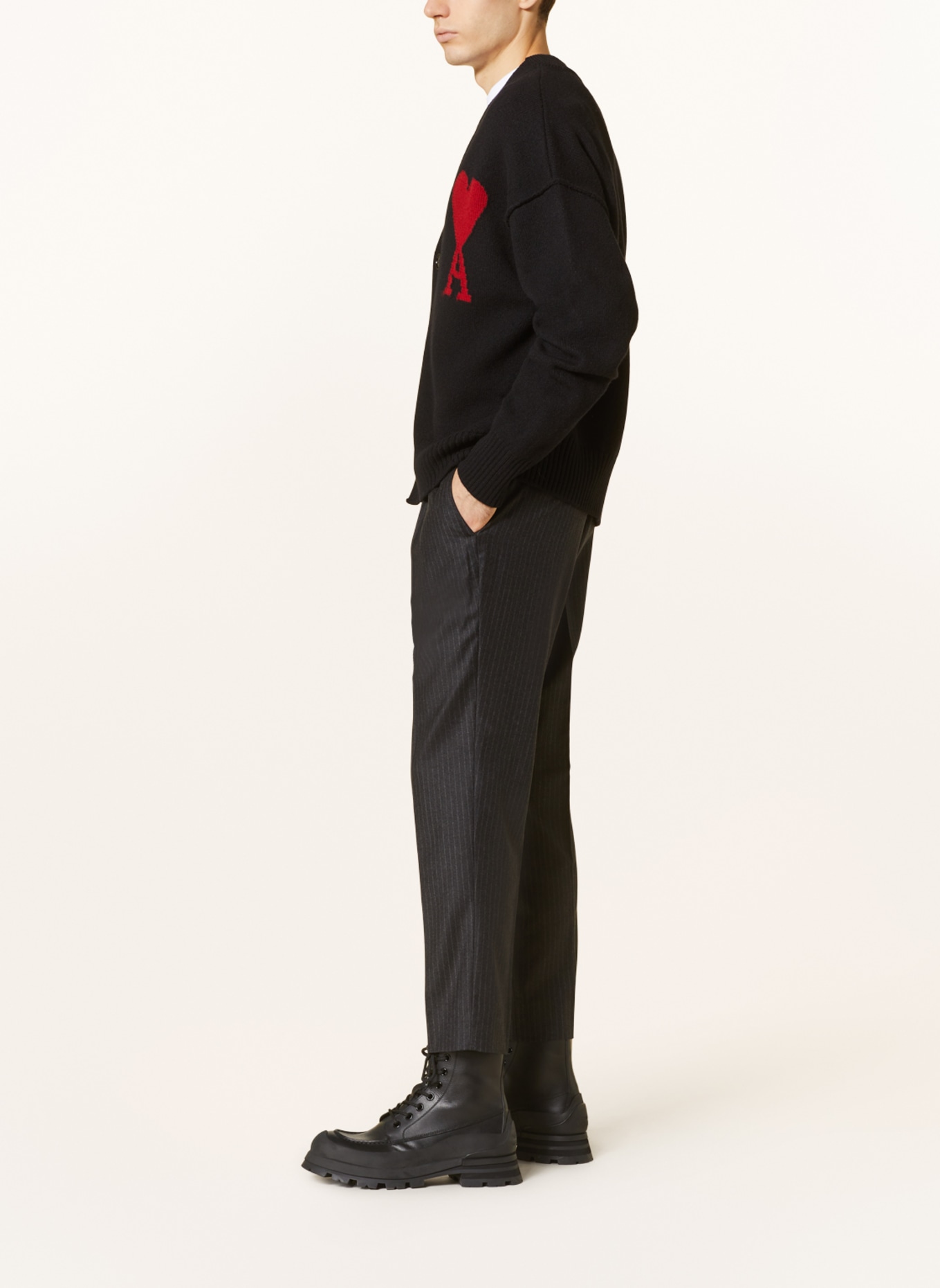 AMI PARIS Suit trousers slim fit, Color: 552 HEATHER GREY/IVORY (Image 4)