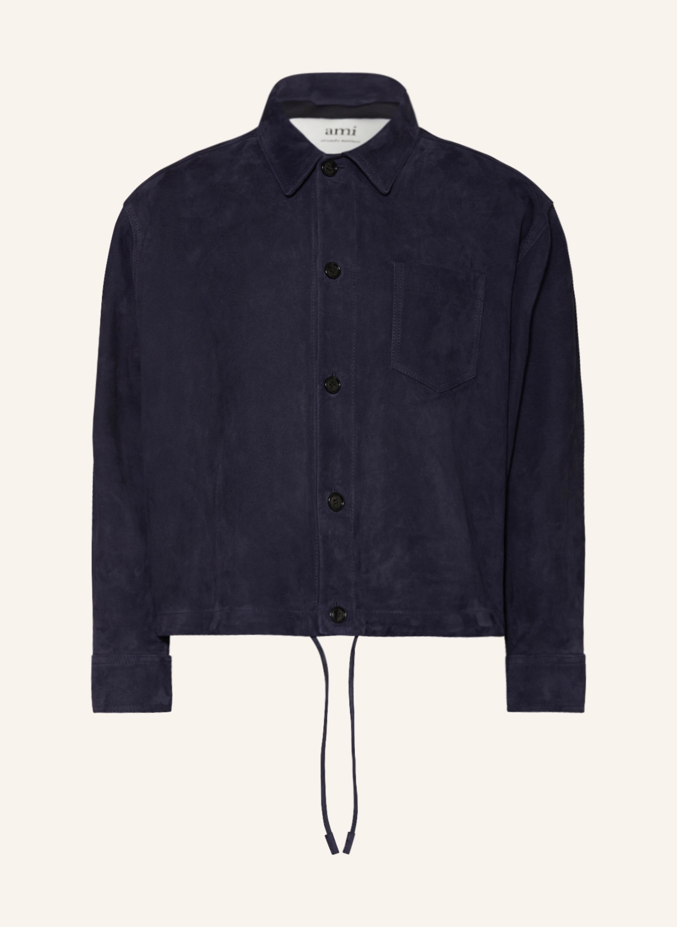 AMI PARIS Leather jacket, Color: DARK BLUE (Image 1)