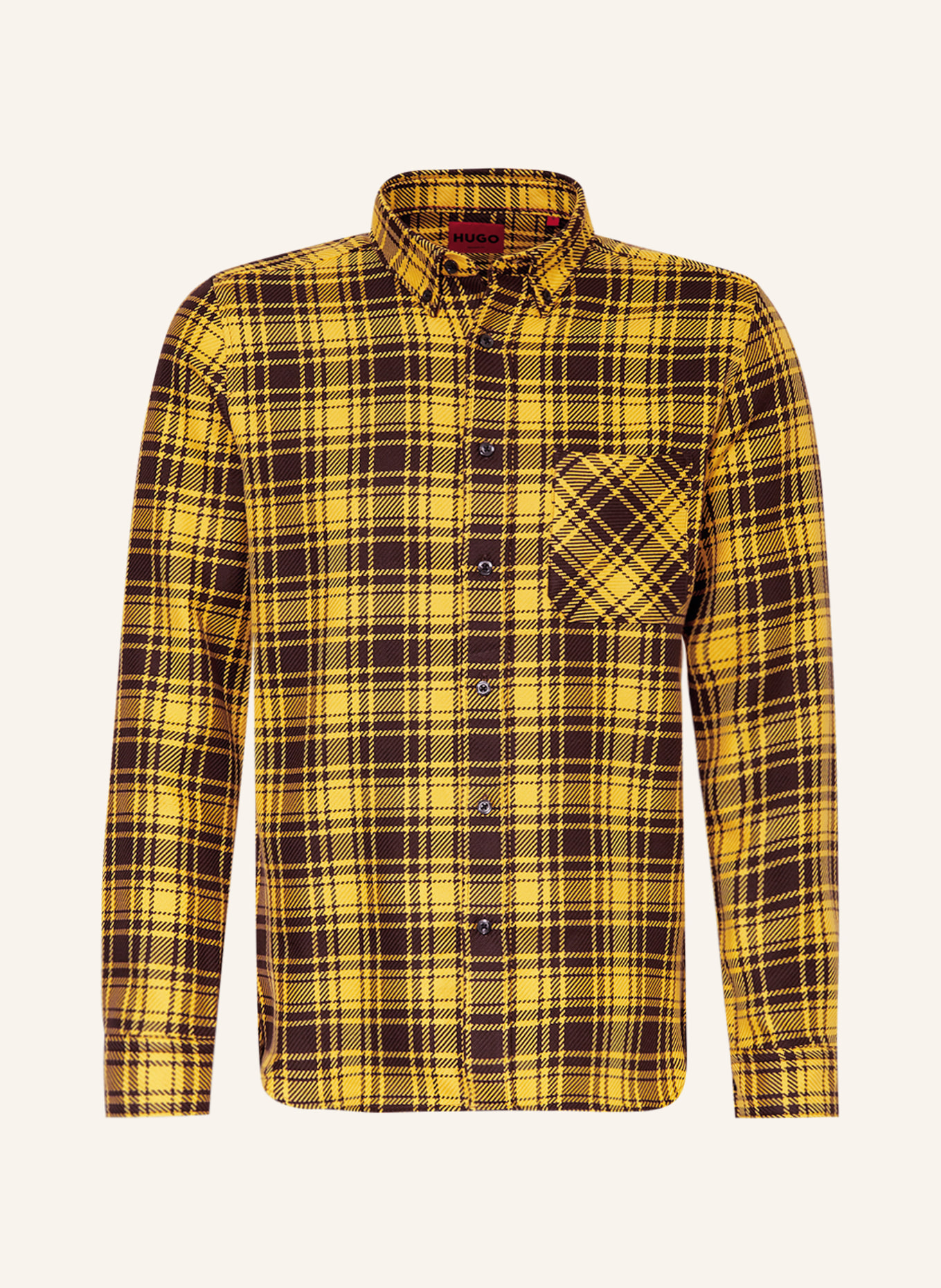 HUGO Shirt ERMANN straight fit, Color: DARK YELLOW/ BLACK (Image 1)