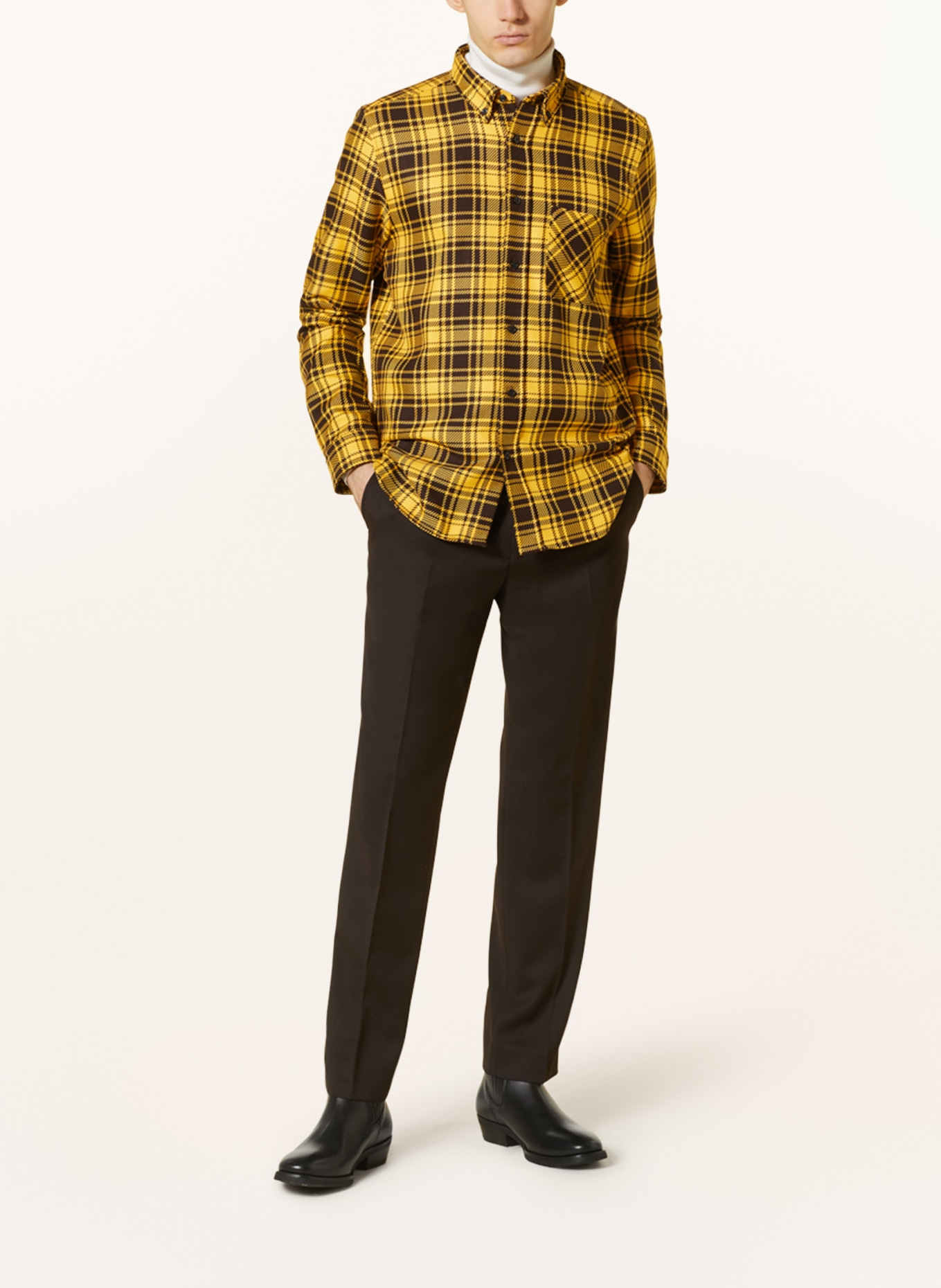 HUGO Shirt ERMANN straight fit, Color: DARK YELLOW/ BLACK (Image 2)