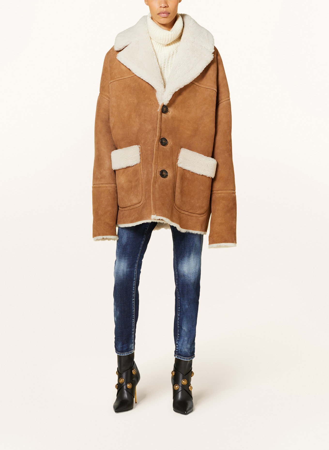 DSQUARED2 Leather jacket with lambskin, Color: COGNAC (Image 2)