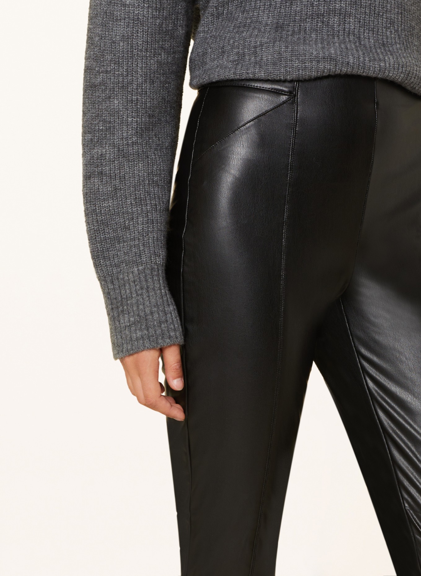 ONLY Leggings in leather look, Color: BLACK (Image 5)