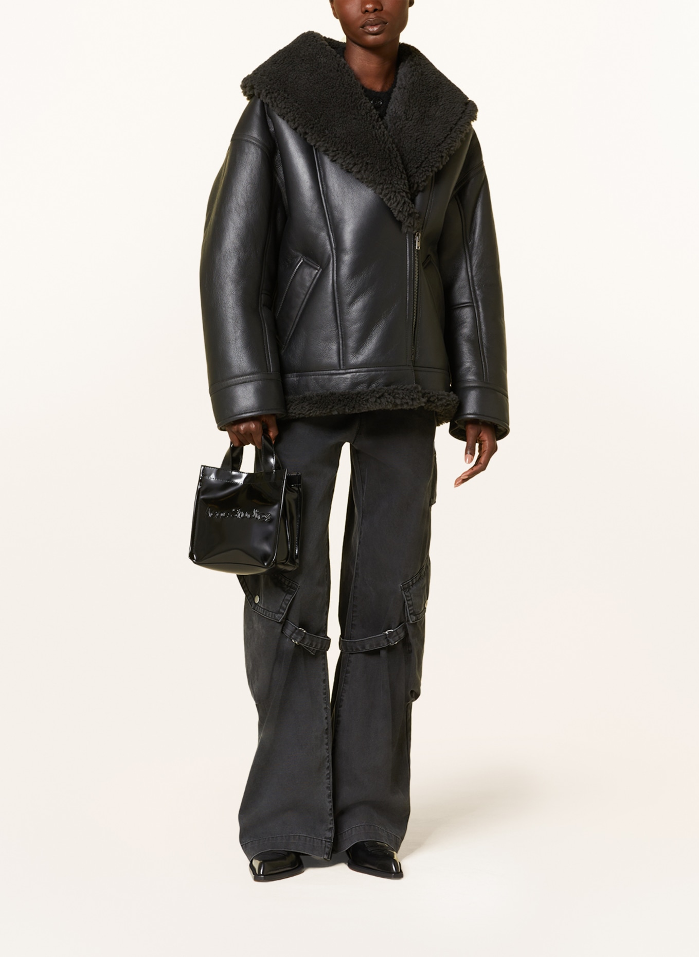 Acne Studios Oversized leather jacket, Color: BLACK (Image 2)