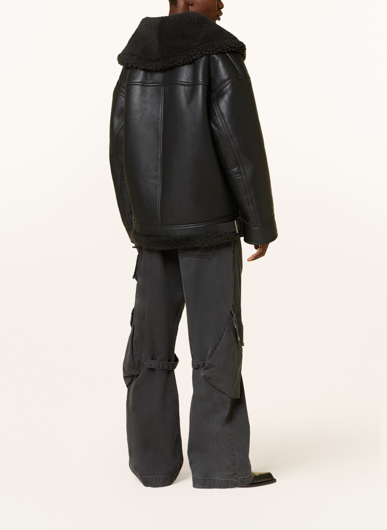 Acne Studios Oversized leather jacket, Color: BLACK (Image 3)
