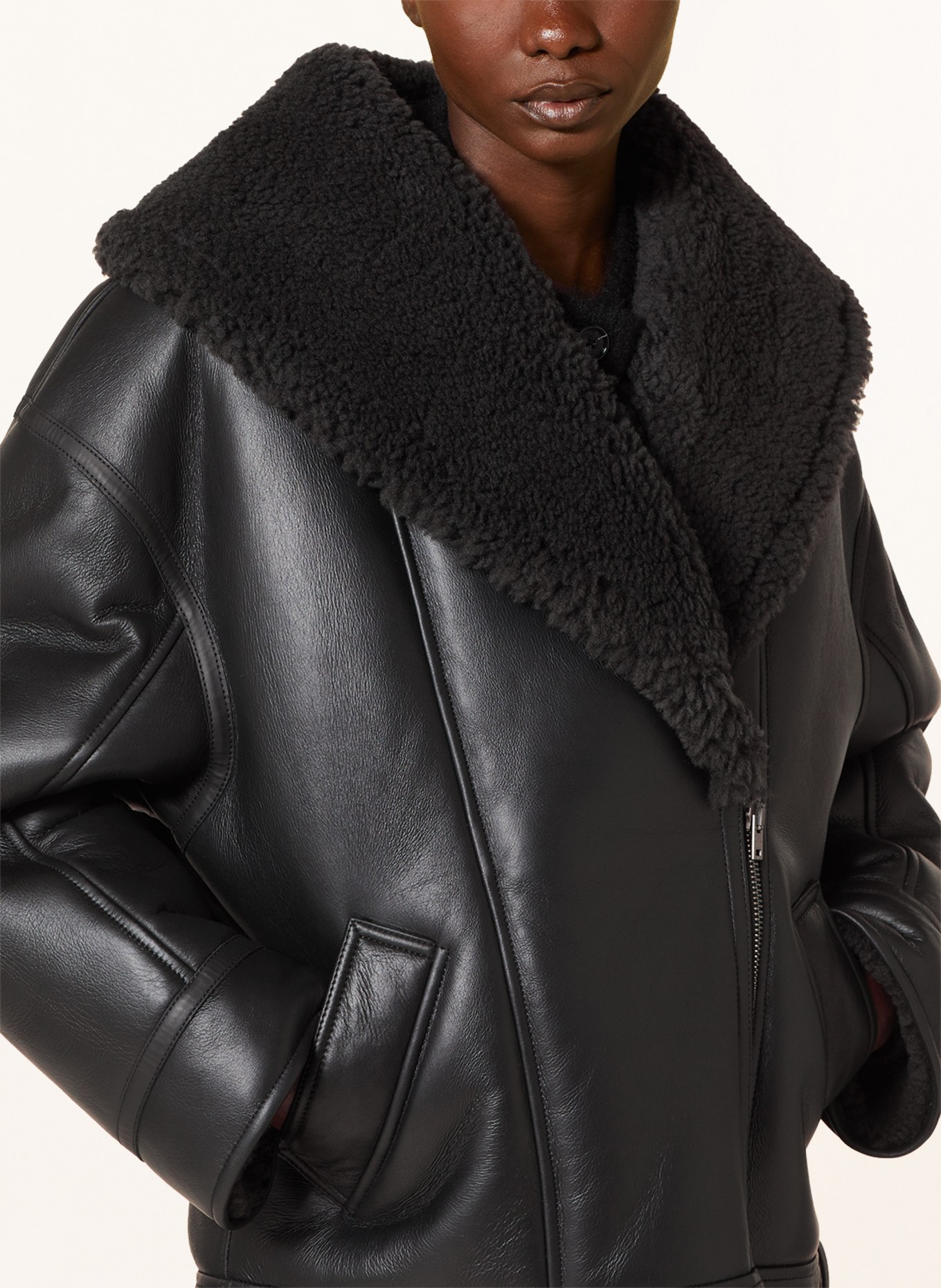 Acne Studios Oversized leather jacket, Color: BLACK (Image 4)