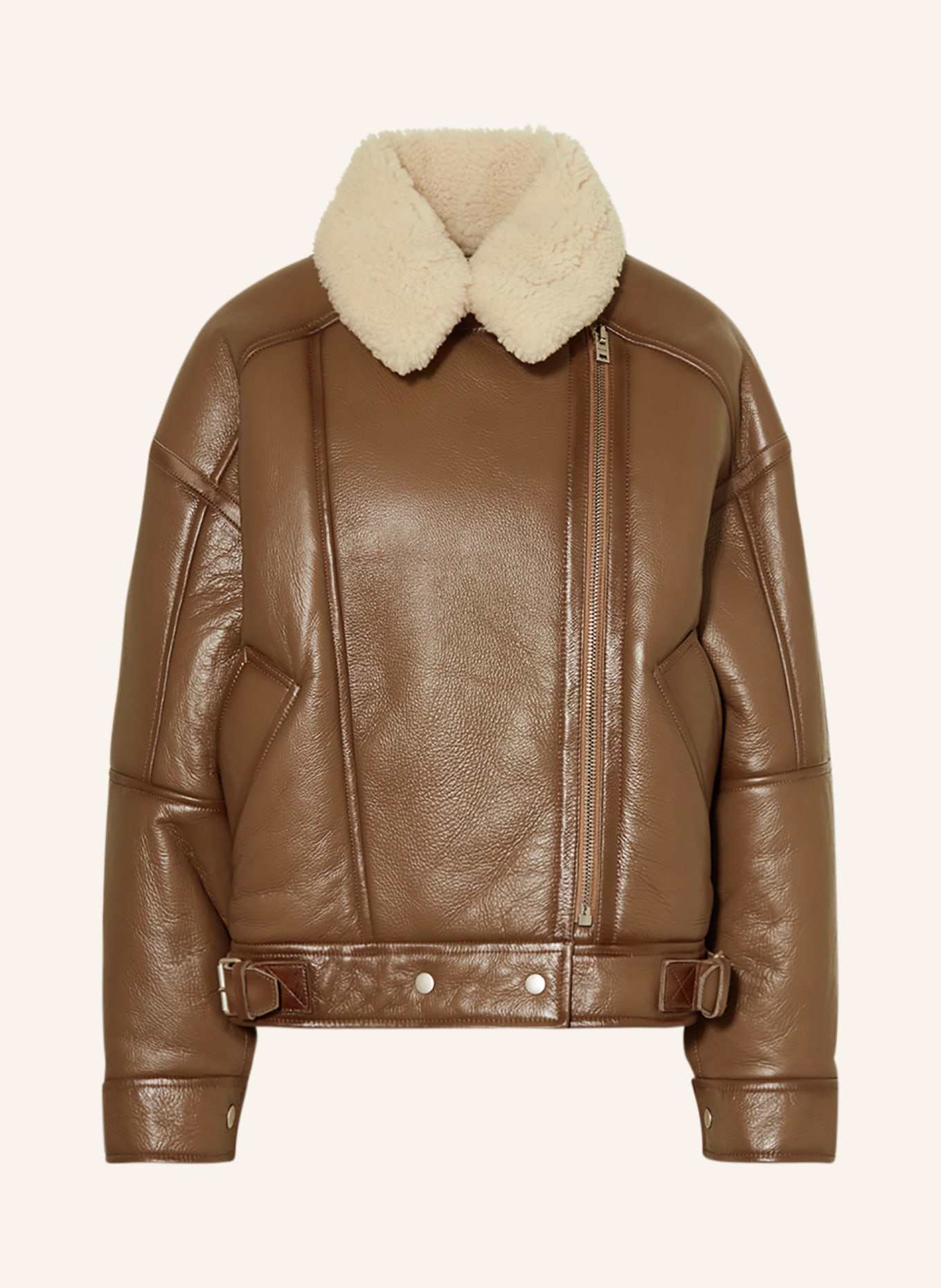 Acne Studios Leather jacket with lambskin, Color: BROWN/ ECRU (Image 1)