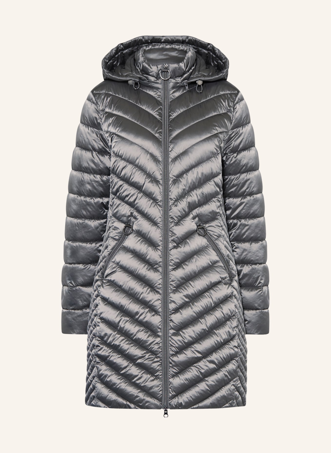 Betty Barclay Quilted coat with removable hood, Color: GRAY (Image 1)