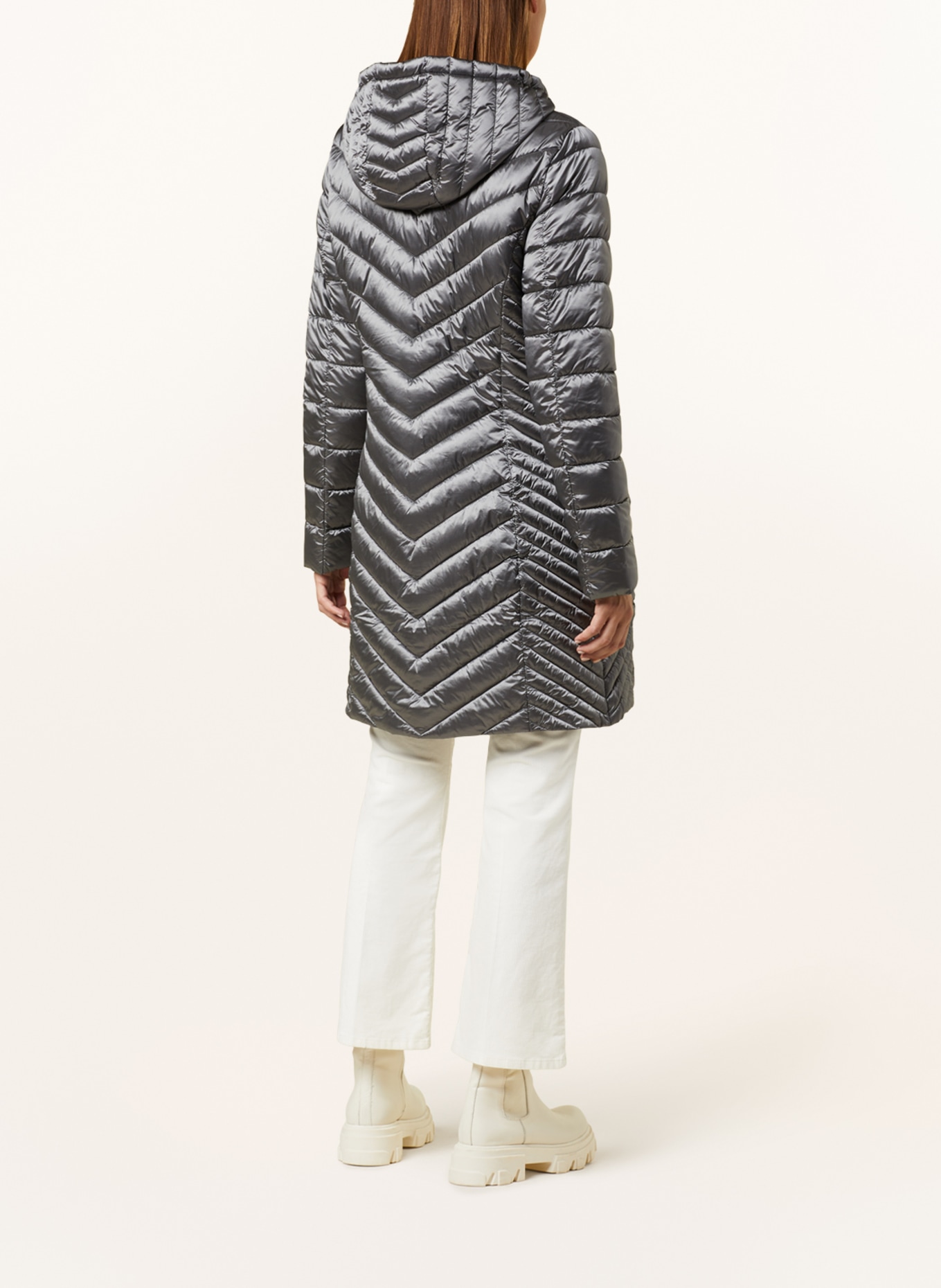 Betty Barclay Quilted coat with removable hood, Color: GRAY (Image 3)
