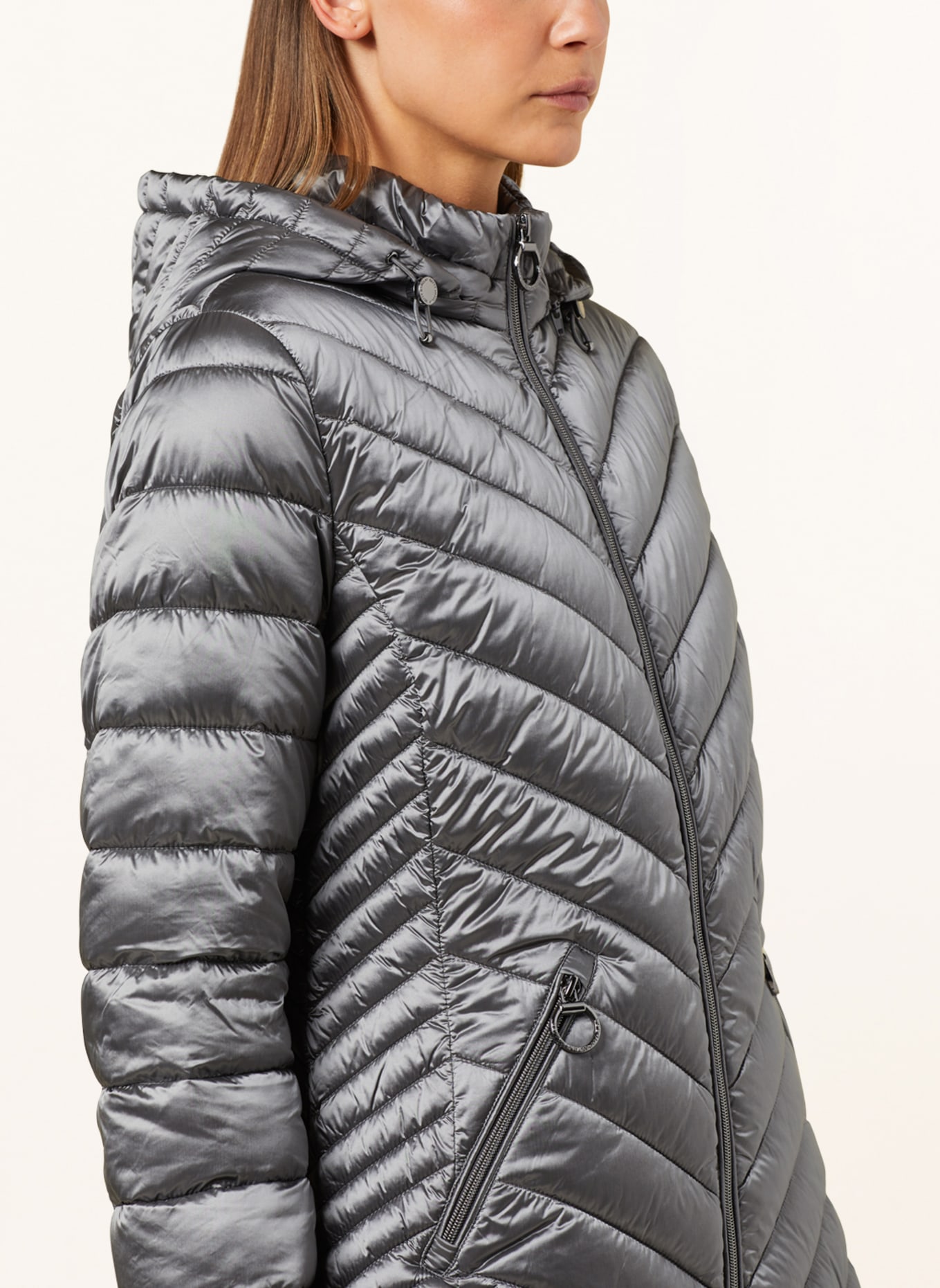 Betty Barclay Quilted coat with removable hood, Color: GRAY (Image 5)