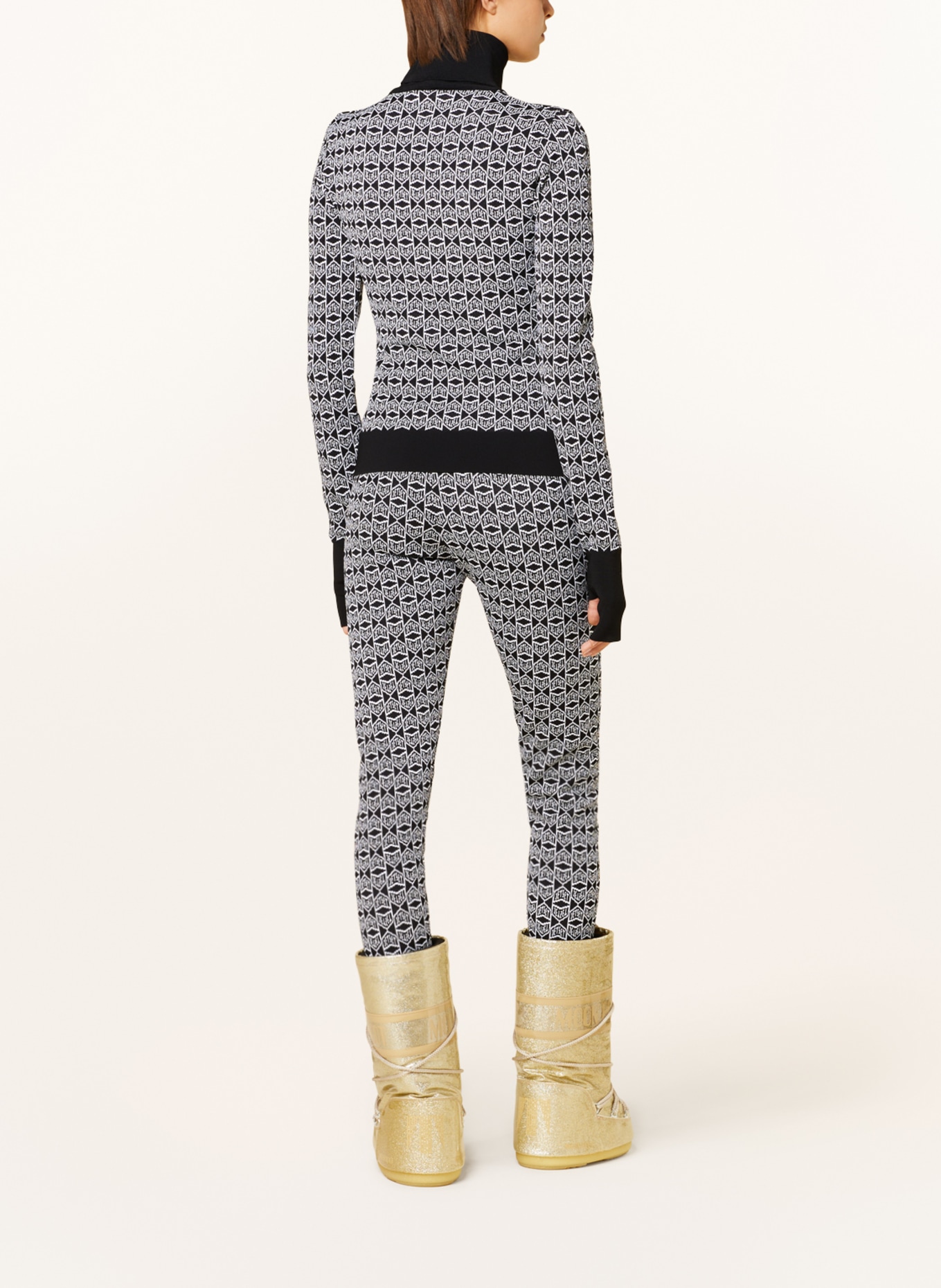 JET SET Knitted leggings, Color: BLACK/ WHITE (Image 3)