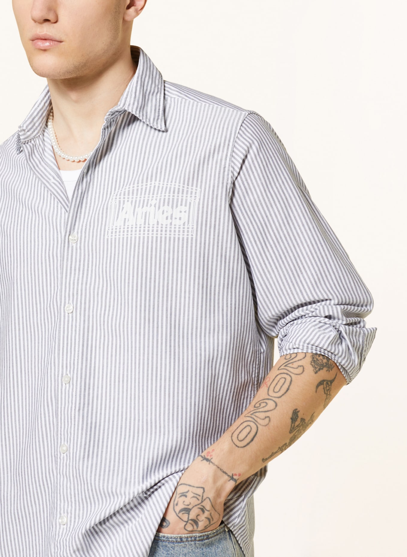 Aries Arise Shirt comfort fit, Color: WHITE/ LIGHT GRAY (Image 4)