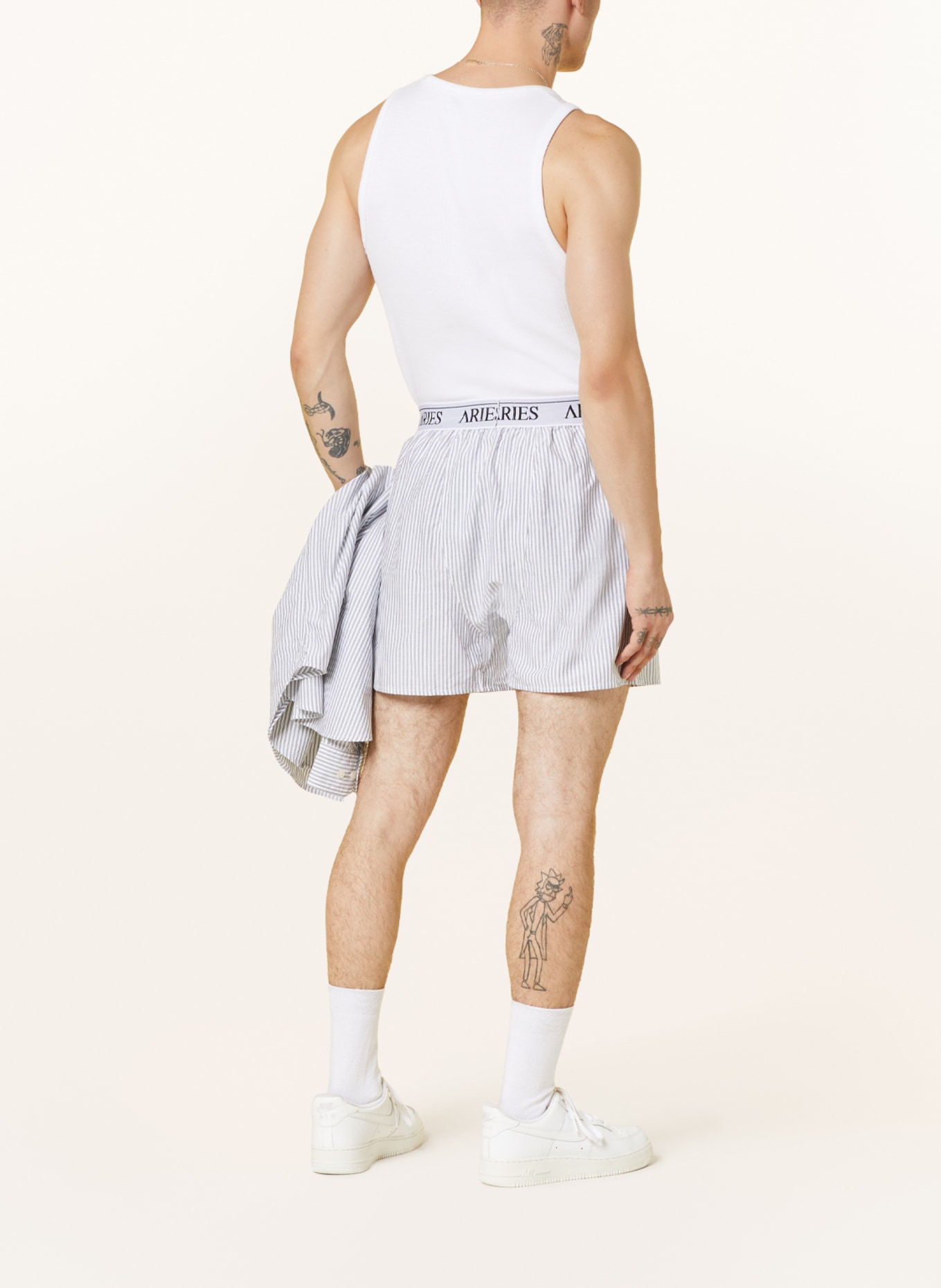 Aries Arise Woven boxer shorts, Color: BLUE GRAY/ WHITE (Image 3)