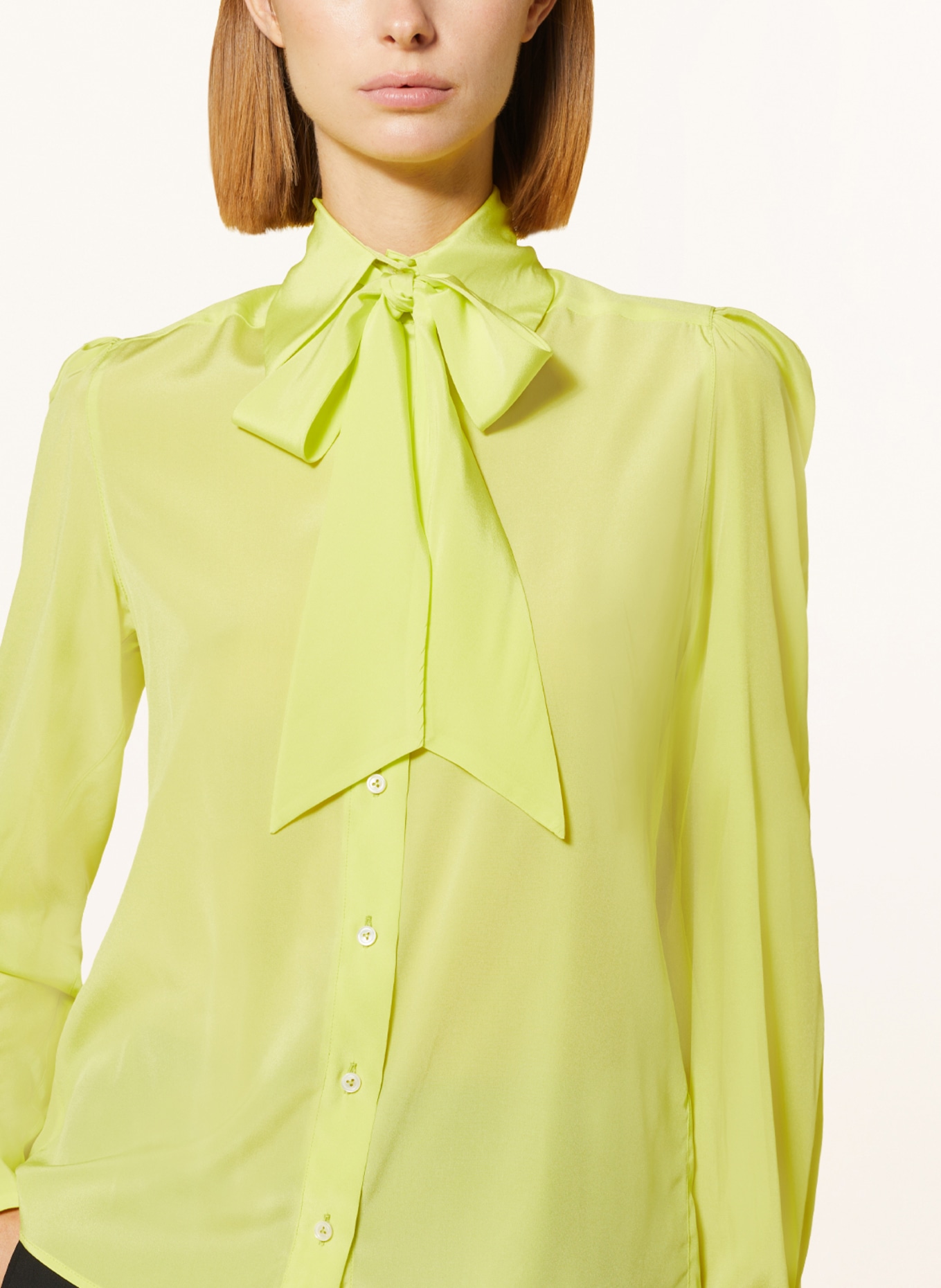 van Laack Bow-tie blouse LIVIA in silk, Color: NEON YELLOW (Image 4)