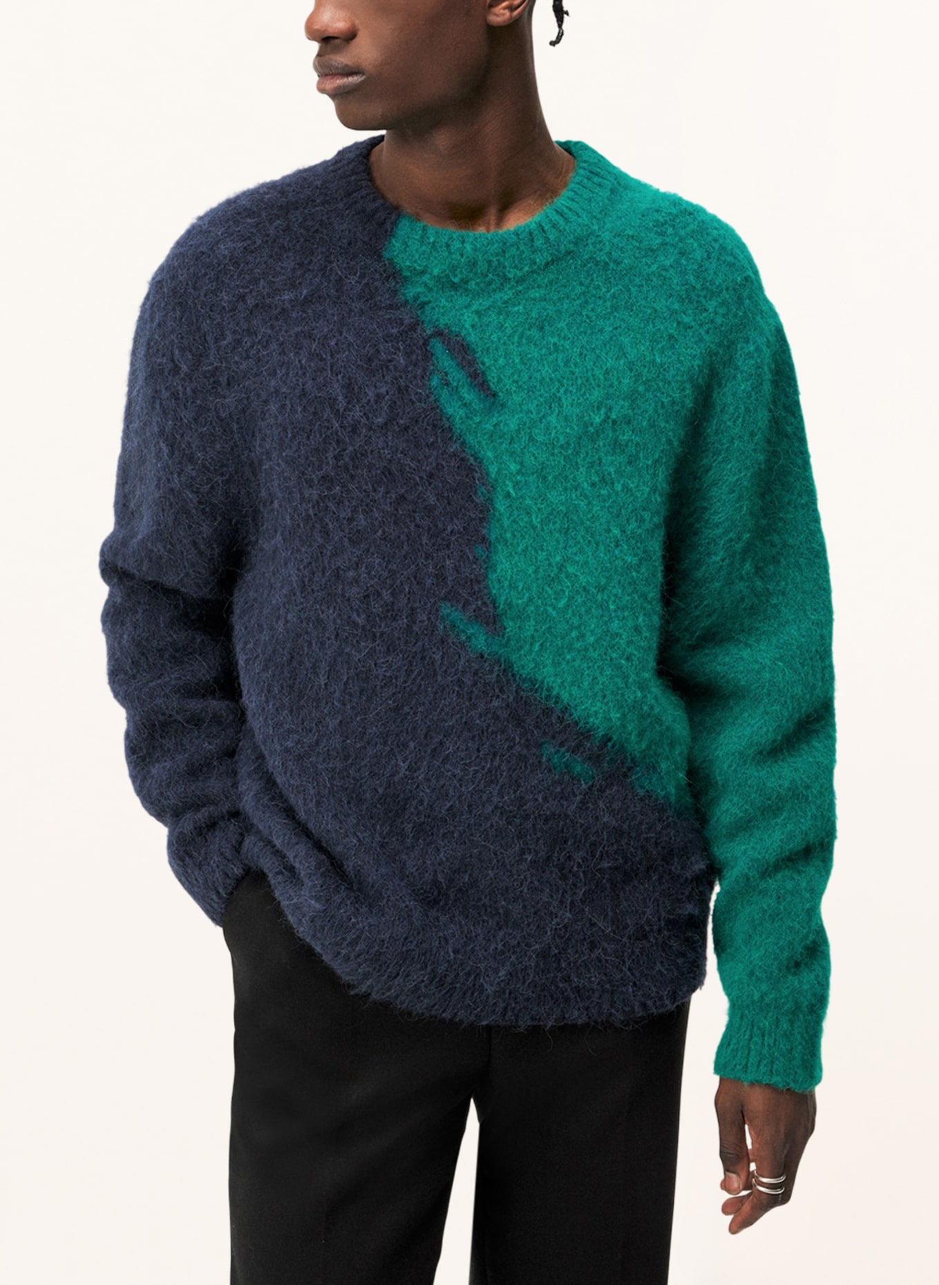 J.LINDEBERG Sweter z dodatkiem alpaki, Kolor: CIEMNOZIELONY/ GRANATOWY (Obrazek 4)
