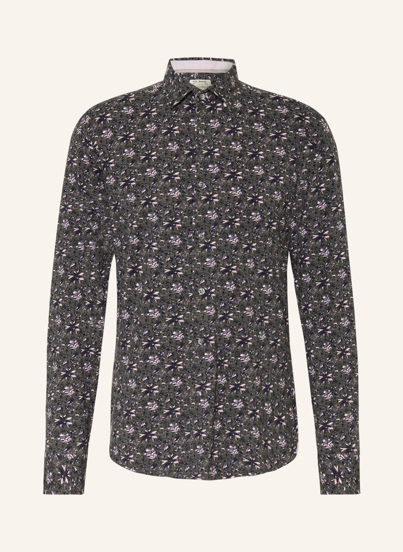 FIL NOIR Jersey shirt ANGELO shaped fit, Color: KHAKI/ DARK PURPLE/ CREAM (Image 1)