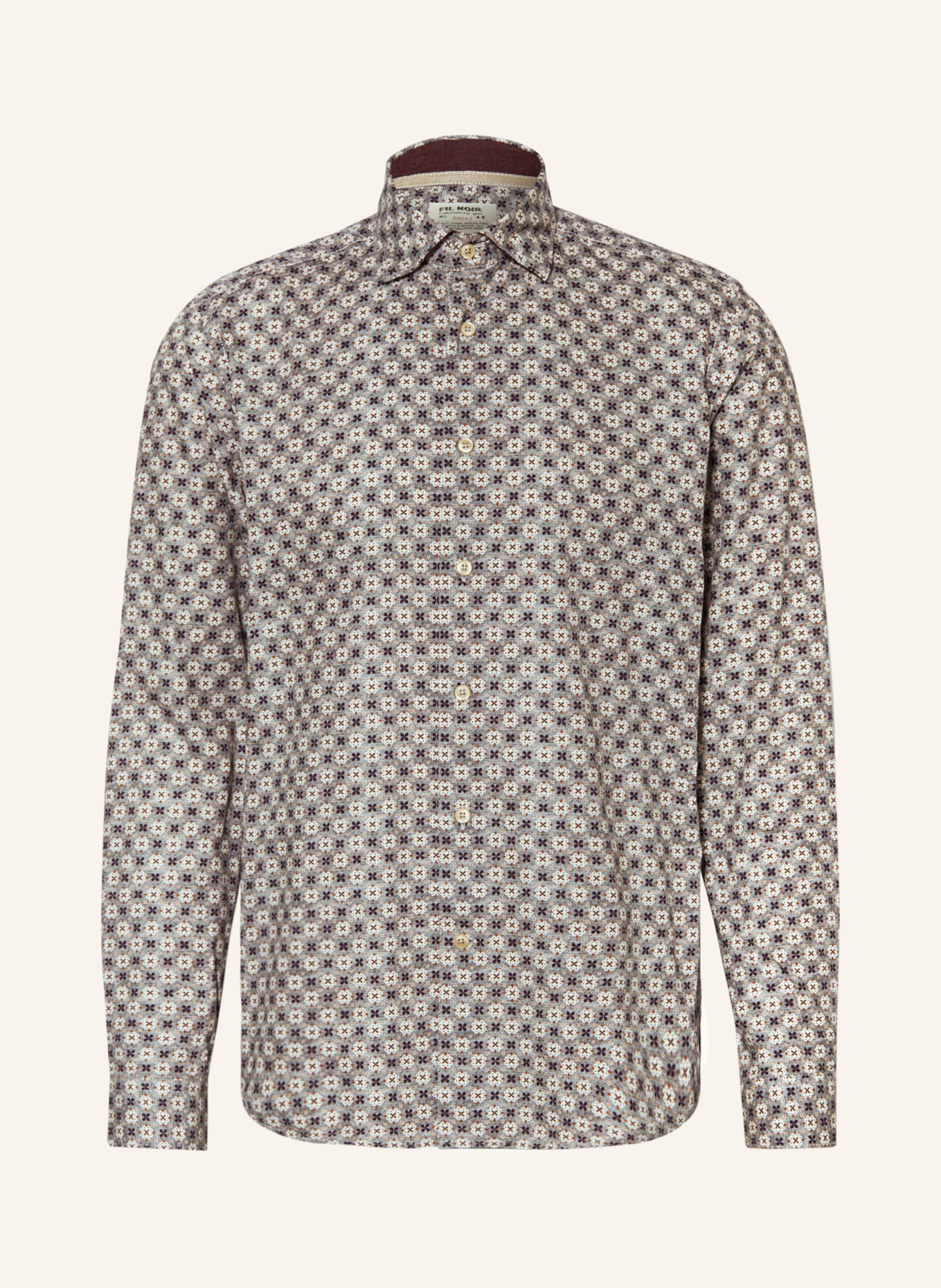 FIL NOIR Shirt TREVISO shaped fit, Color: GRAY/ DARK PURPLE/ ECRU (Image 1)