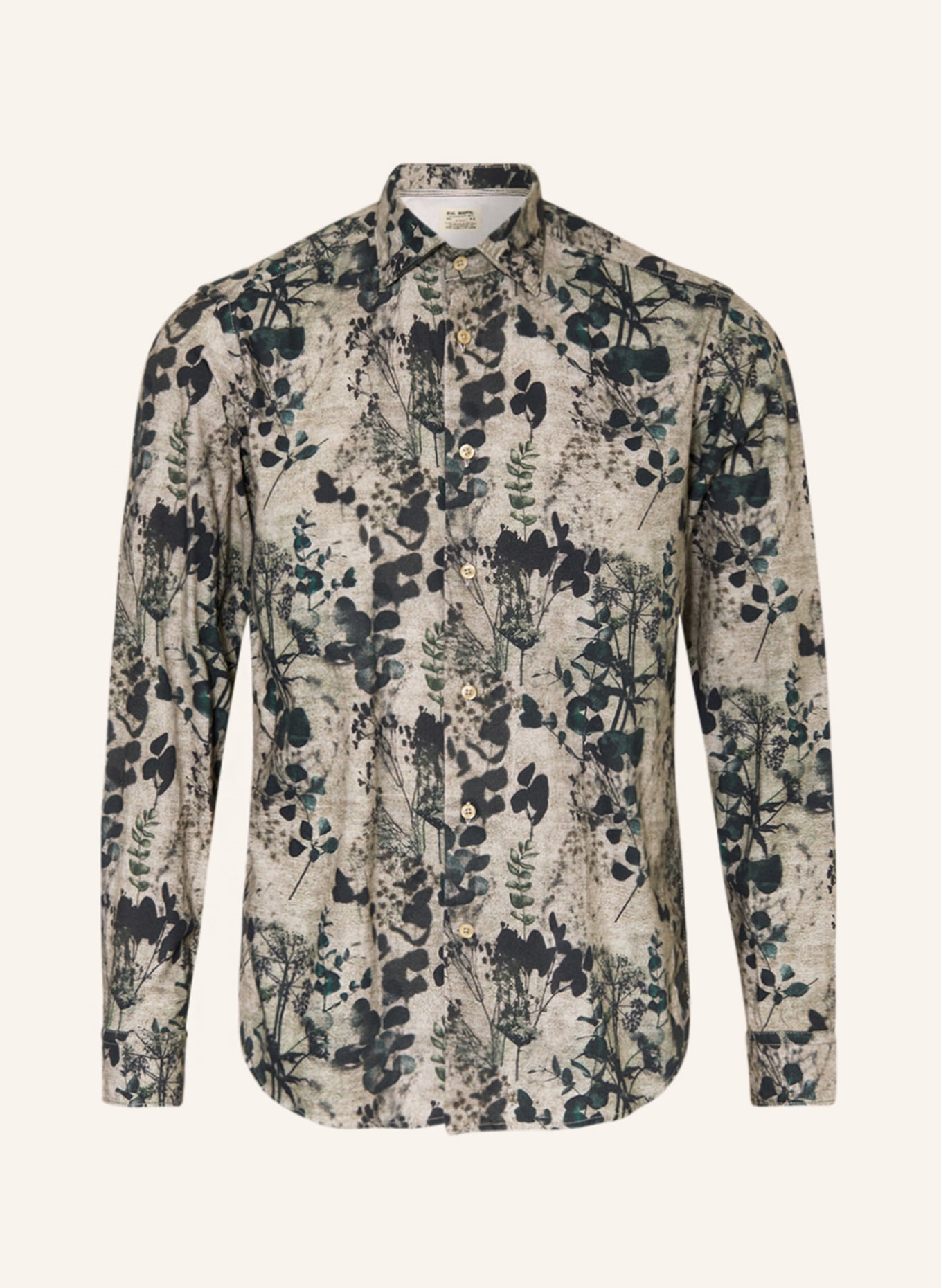 FIL NOIR Shirt TREVISO shaped fit, Color: BEIGE/ GREEN/ DARK GREEN (Image 1)