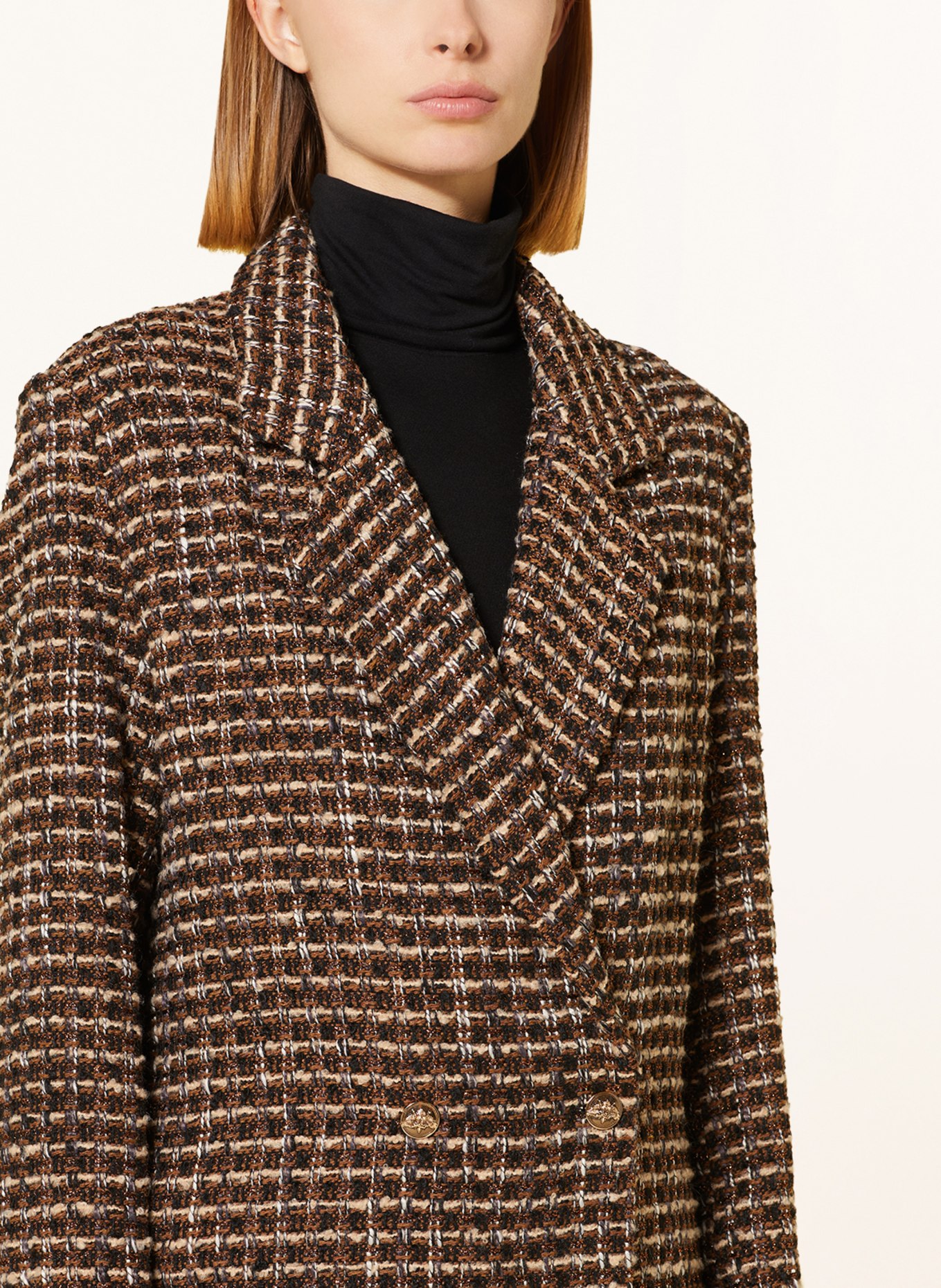 summum woman Bouclé blazer with glitter thread, Color: BROWN/ BEIGE (Image 4)