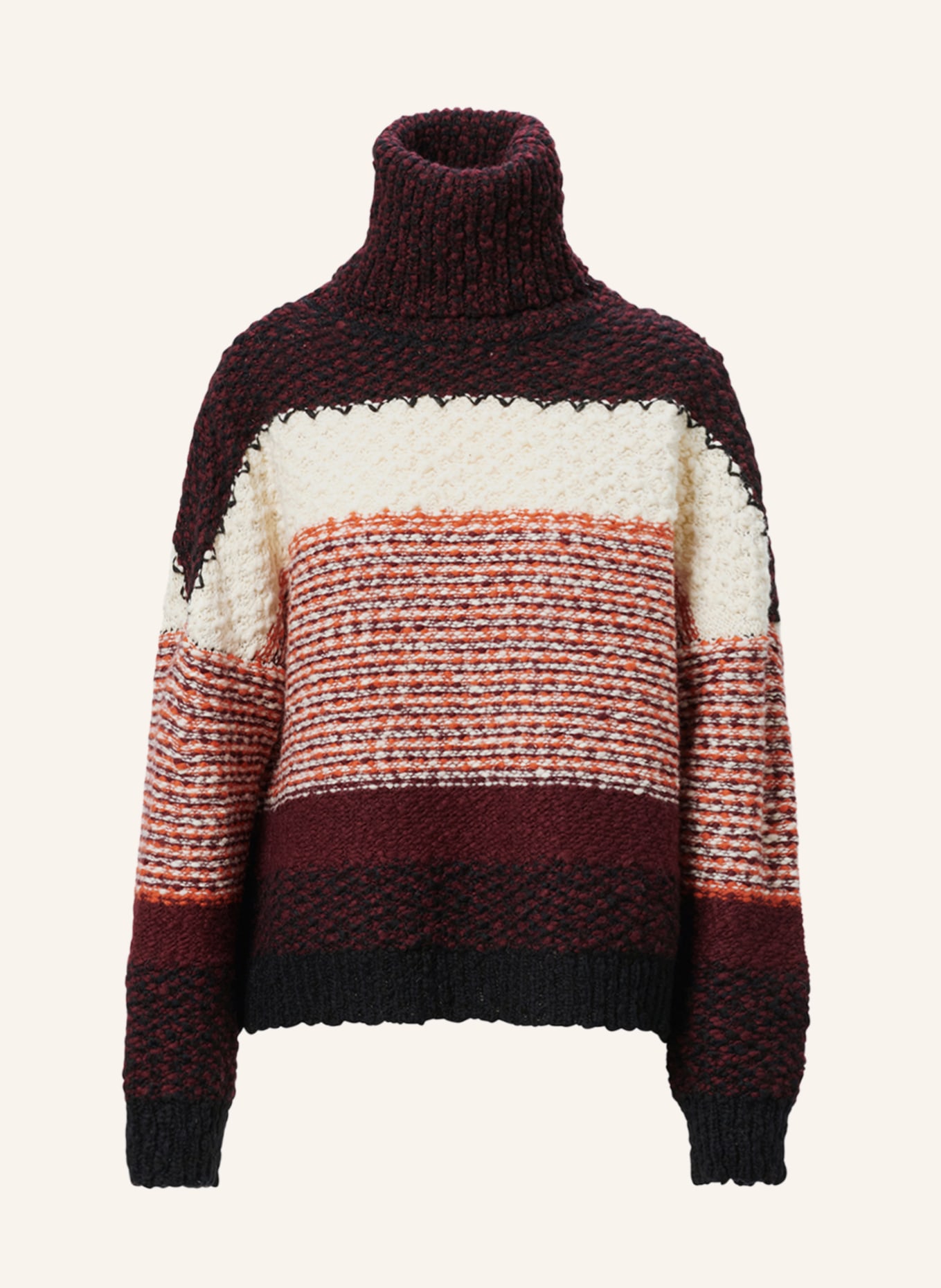 Lala Berlin Turtleneck sweater KALEA, Color: DARK RED/ ORANGE/ ECRU (Image 1)