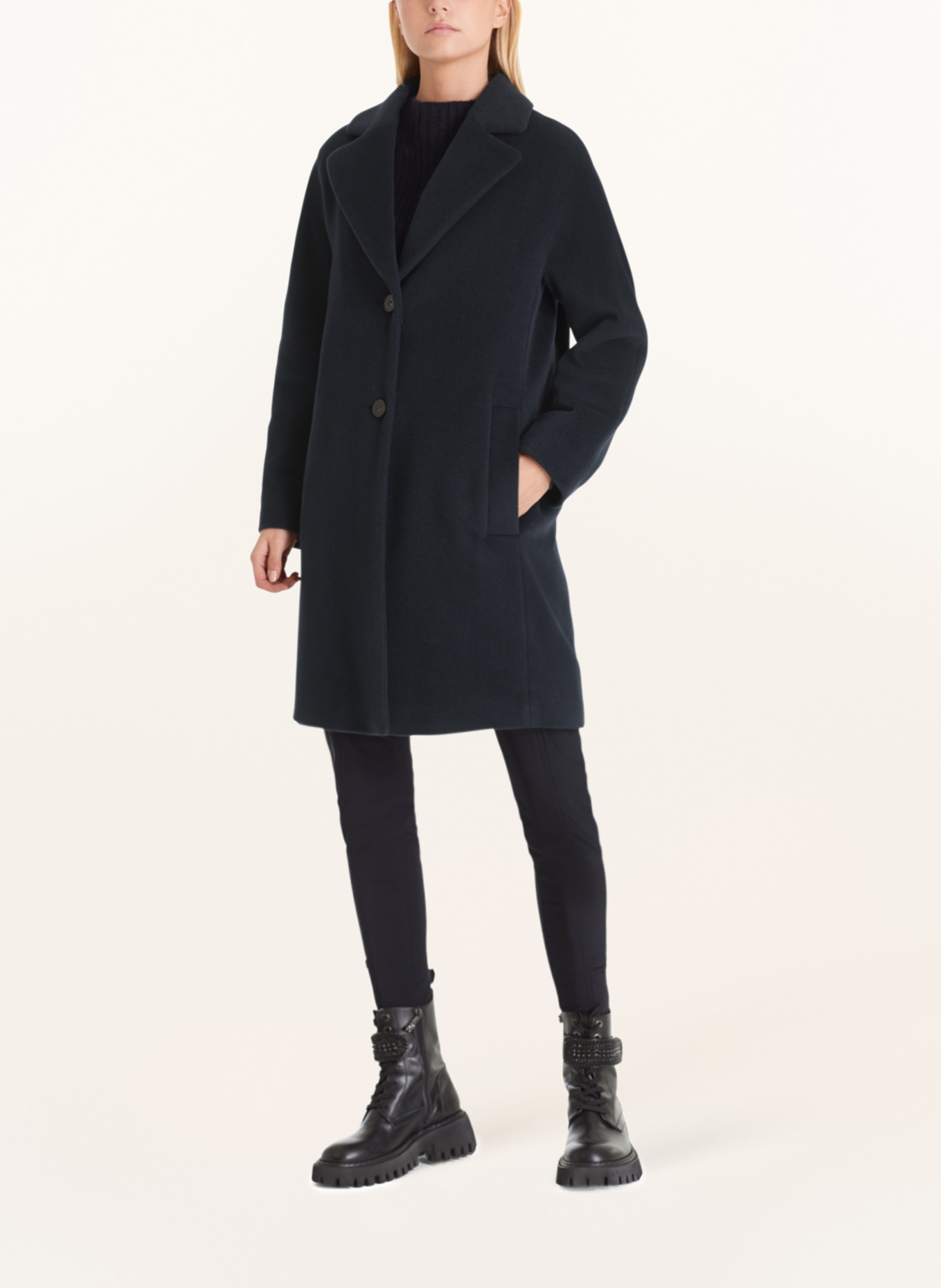 MARC CAIN Coat with alpaca, Color: 395 MIDNIGHT BLUE (Image 2)