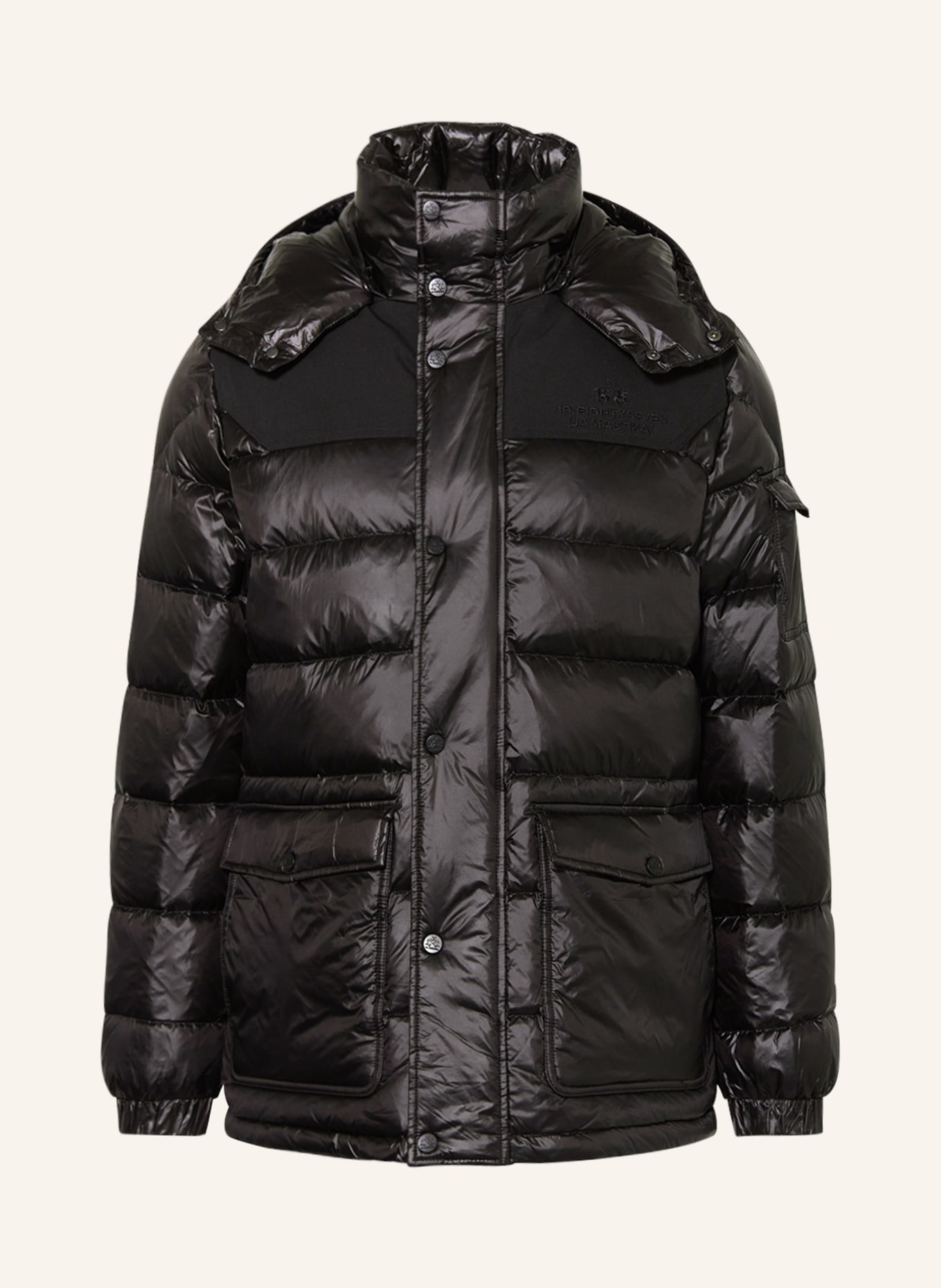 LA MARTINA Down jacket with removable hood, Color: BLACK (Image 1)