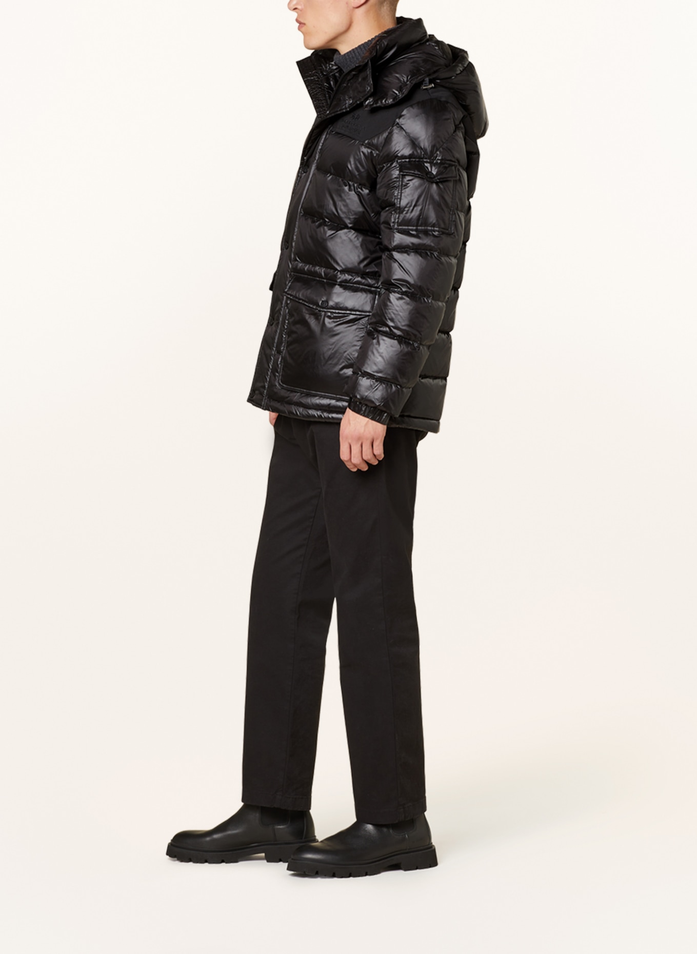 LA MARTINA Down jacket with removable hood, Color: BLACK (Image 4)