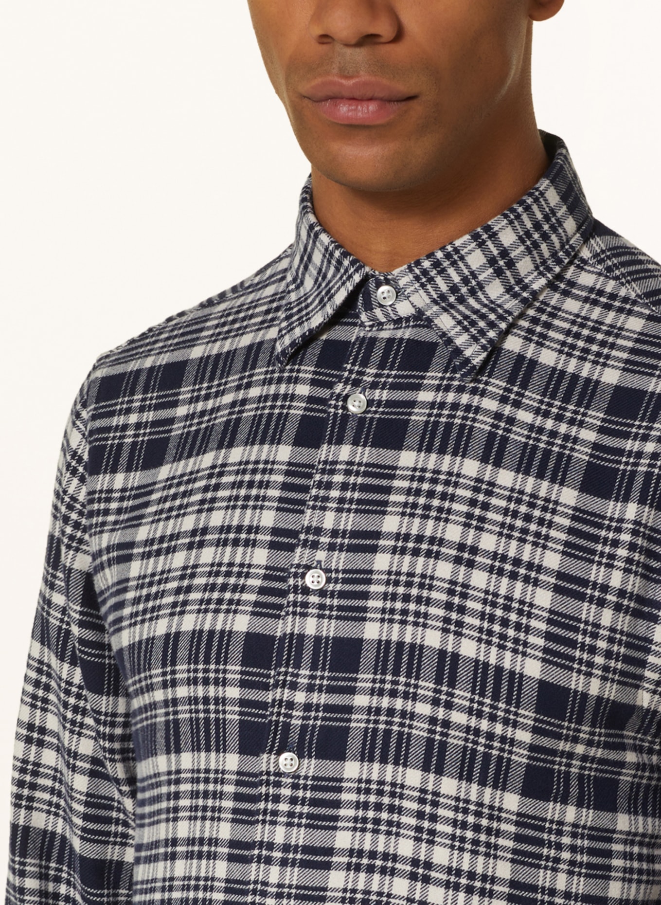 Officine Générale Flannel shirt GIACOMO regular fit, Color: DARK BLUE/ WHITE (Image 4)