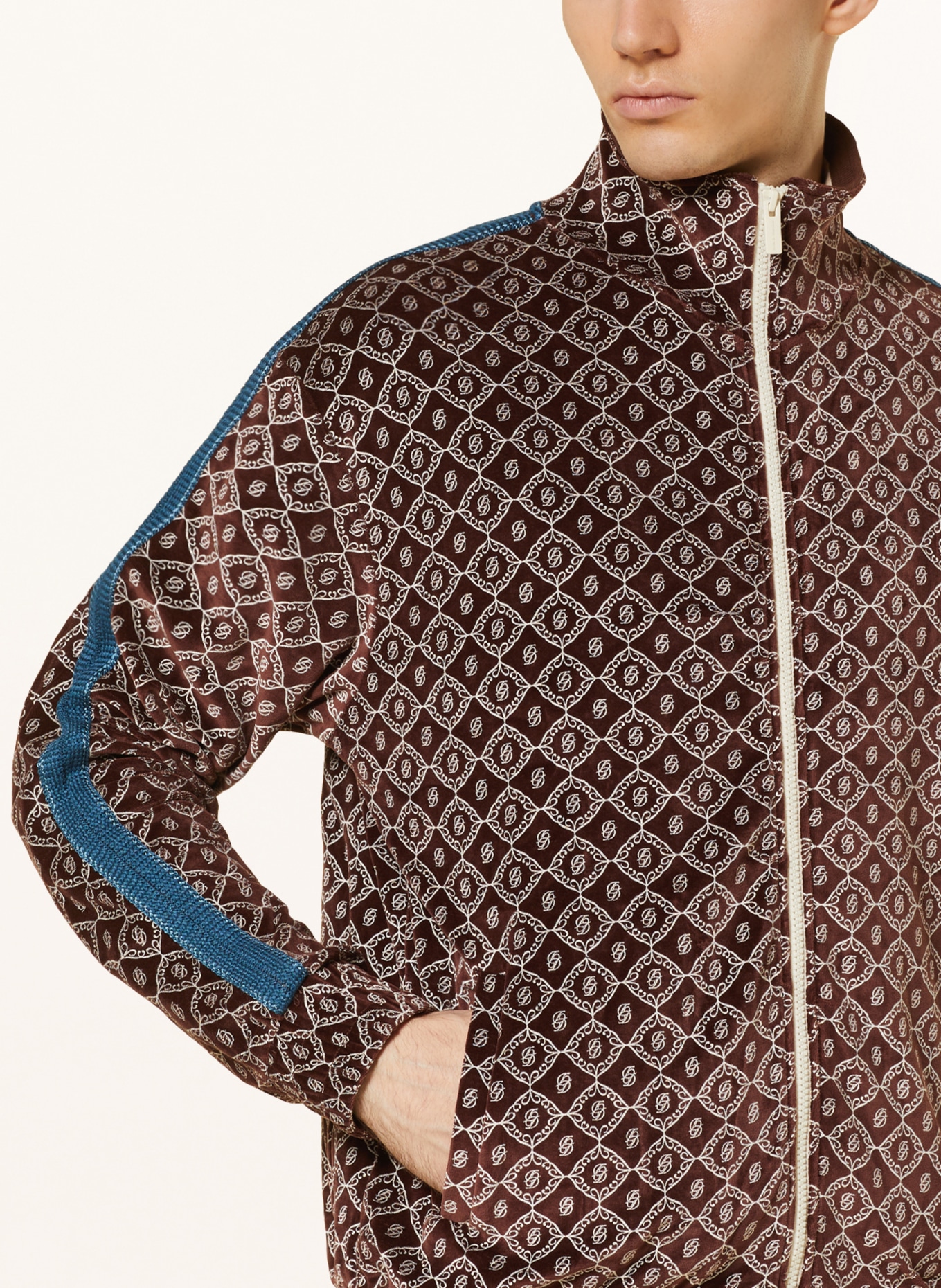 DRÔLE DE MONSIEUR Velour jacket with tuxedo stripes, Color: BROWN/ CREAM (Image 4)