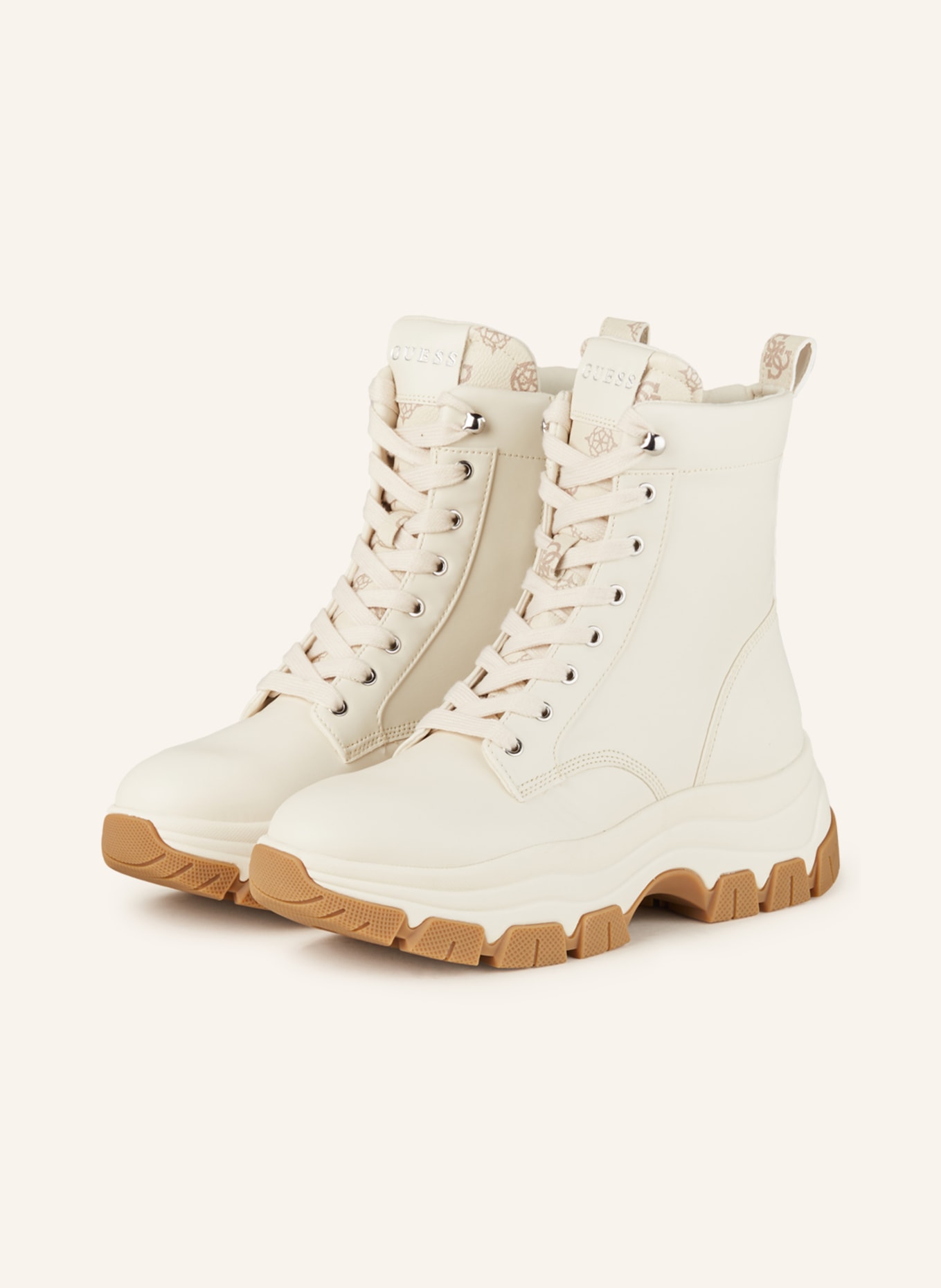 GUESS Lace-up boots KINOS, Color: CREAM (Image 1)