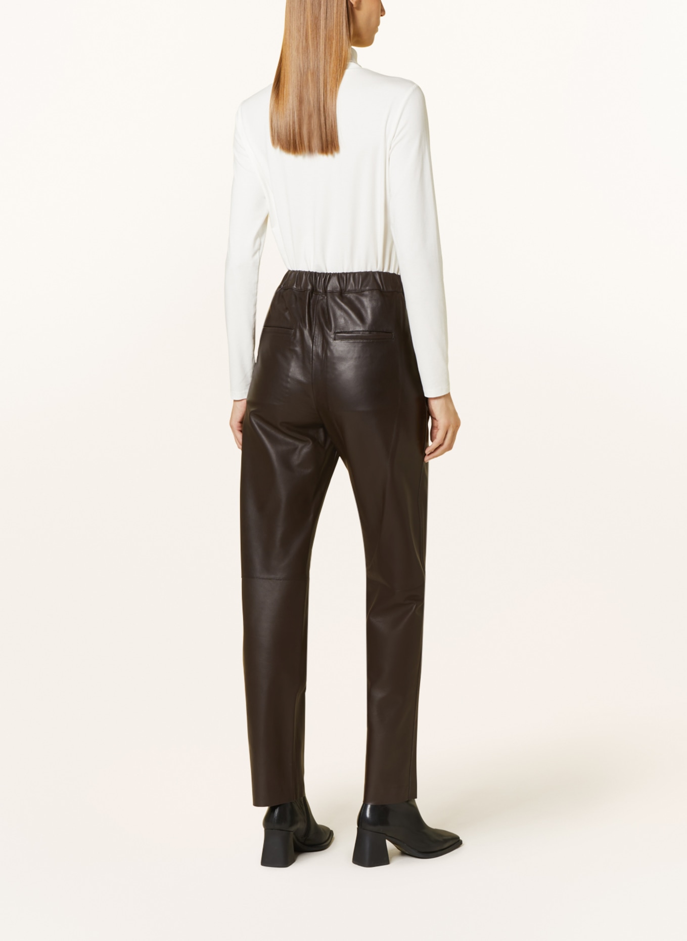 ANTONELLI firenze Leather pants SATURNO, Color: DARK BROWN (Image 3)
