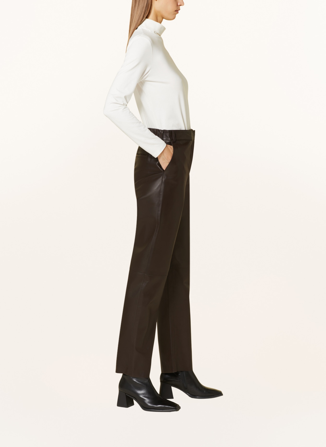 ANTONELLI firenze Leather pants SATURNO, Color: DARK BROWN (Image 4)