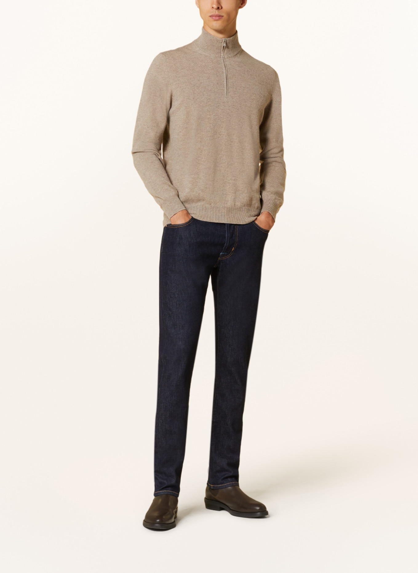 GRAN SASSO Half-zip sweater, Color: BEIGE (Image 2)