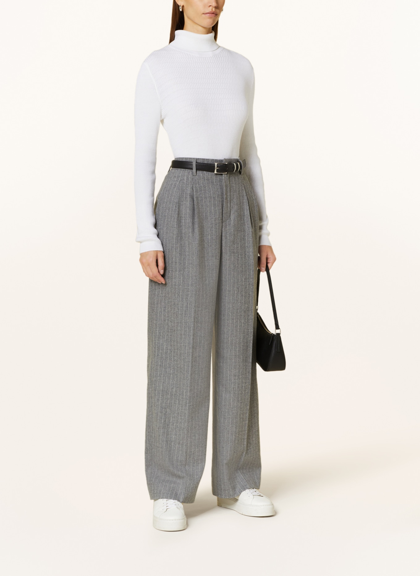 ROSSI Wide leg trousers NOA, Color: SILVER/ WHITE (Image 2)