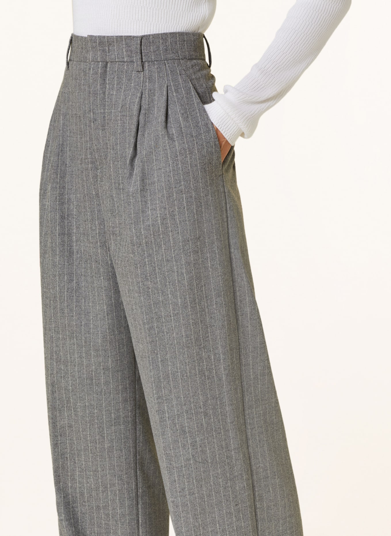 ROSSI Wide leg trousers NOA, Color: SILVER/ WHITE (Image 5)
