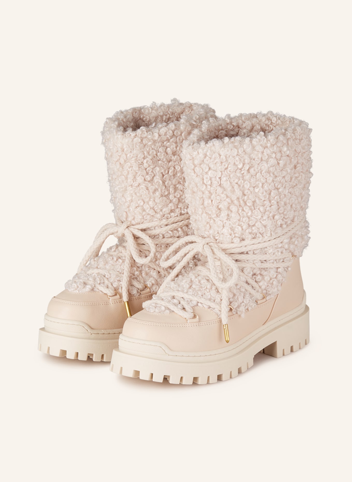 INUIKII Boots with teddy, Color: CREAM (Image 1)
