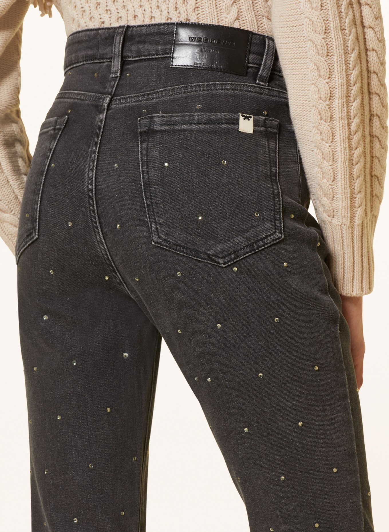 WEEKEND MaxMara Jeans TEANO mit Schmucksteinen, Farbe: 033 BLACK (Bild 5)
