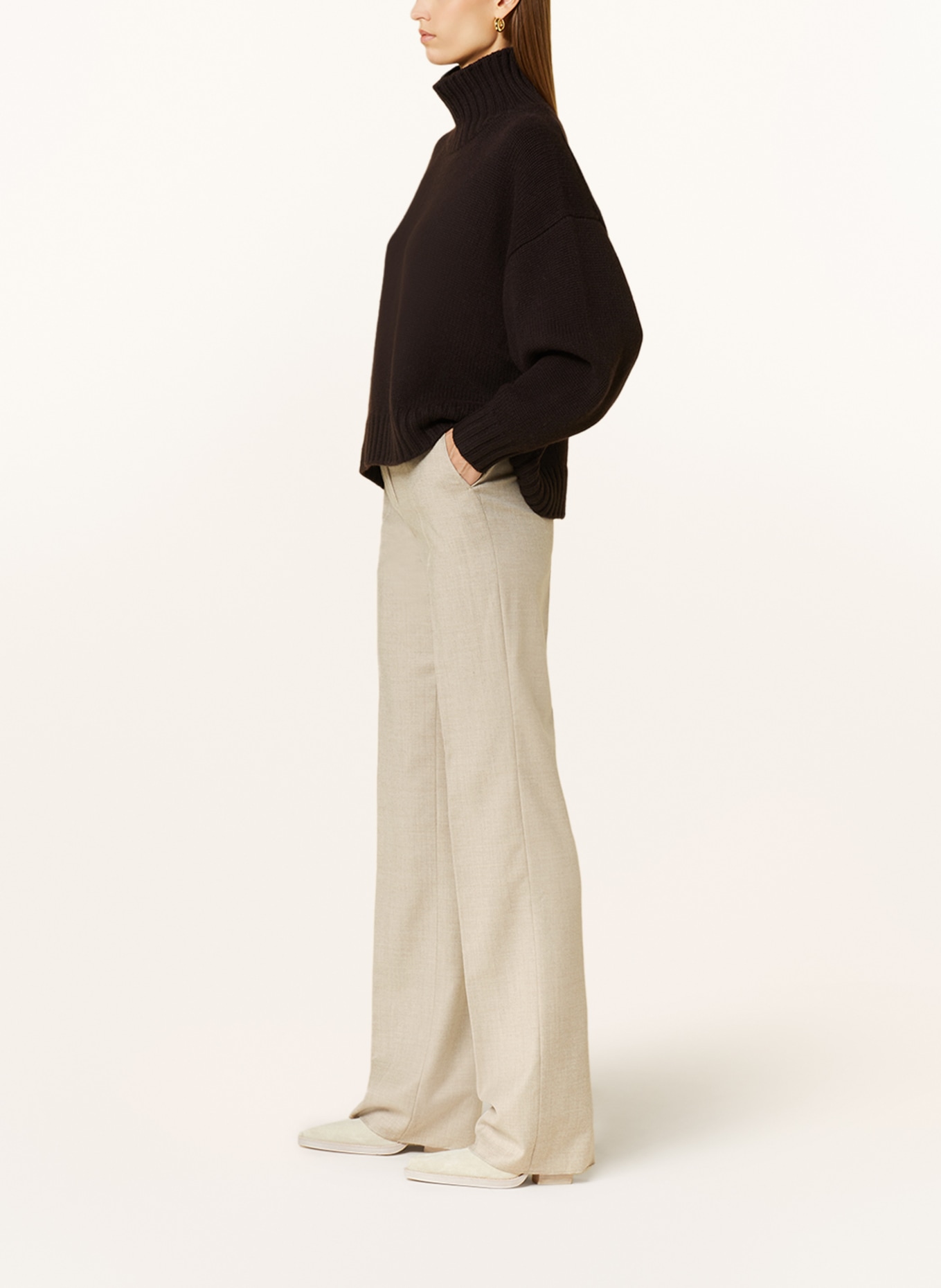 MaxMara STUDIO Wide leg trousers PANDA, Color: BEIGE (Image 4)