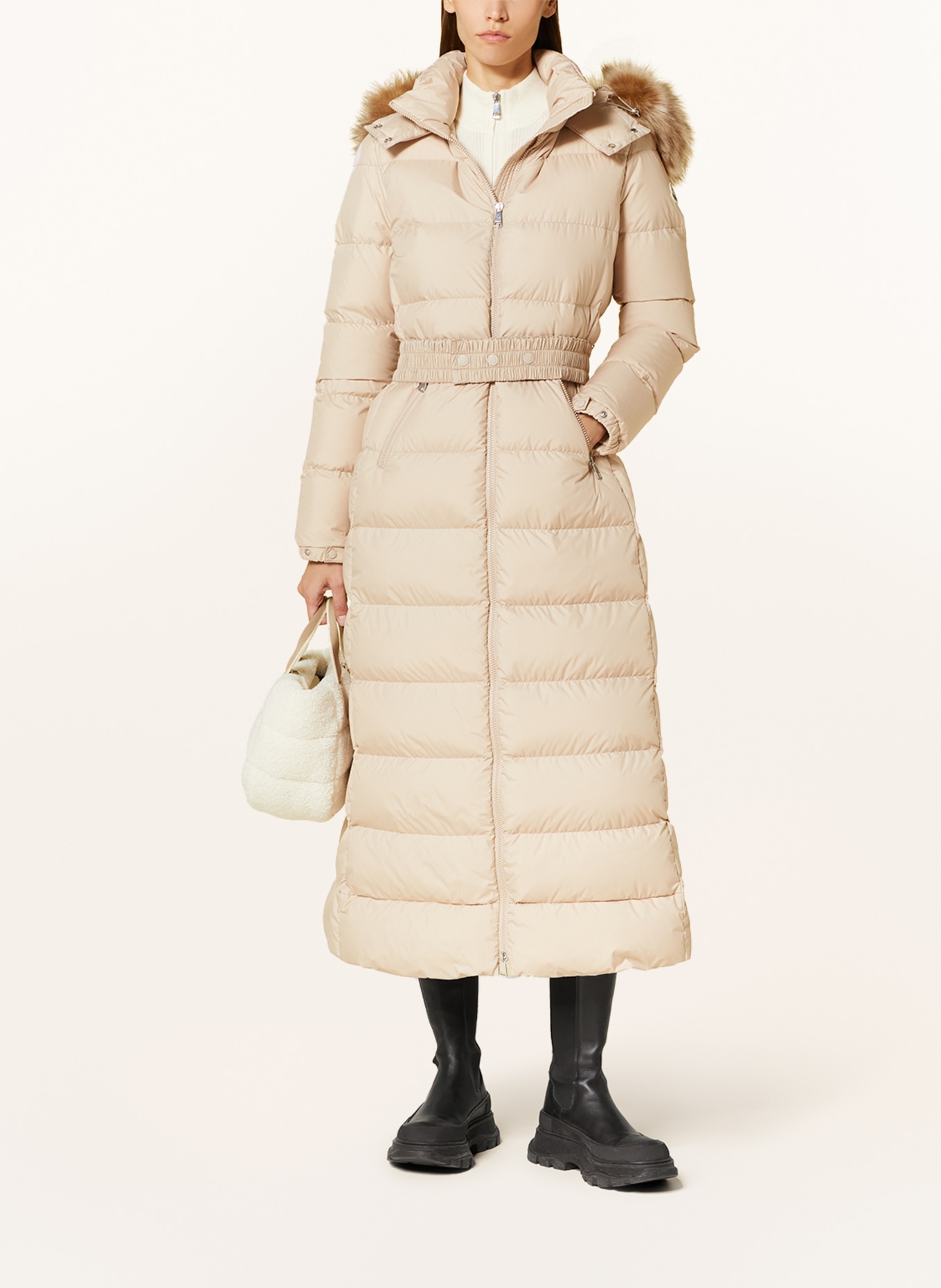 MONCLER Down coat FUDSON with detachable faux fur, Color: CREAM (Image 2)