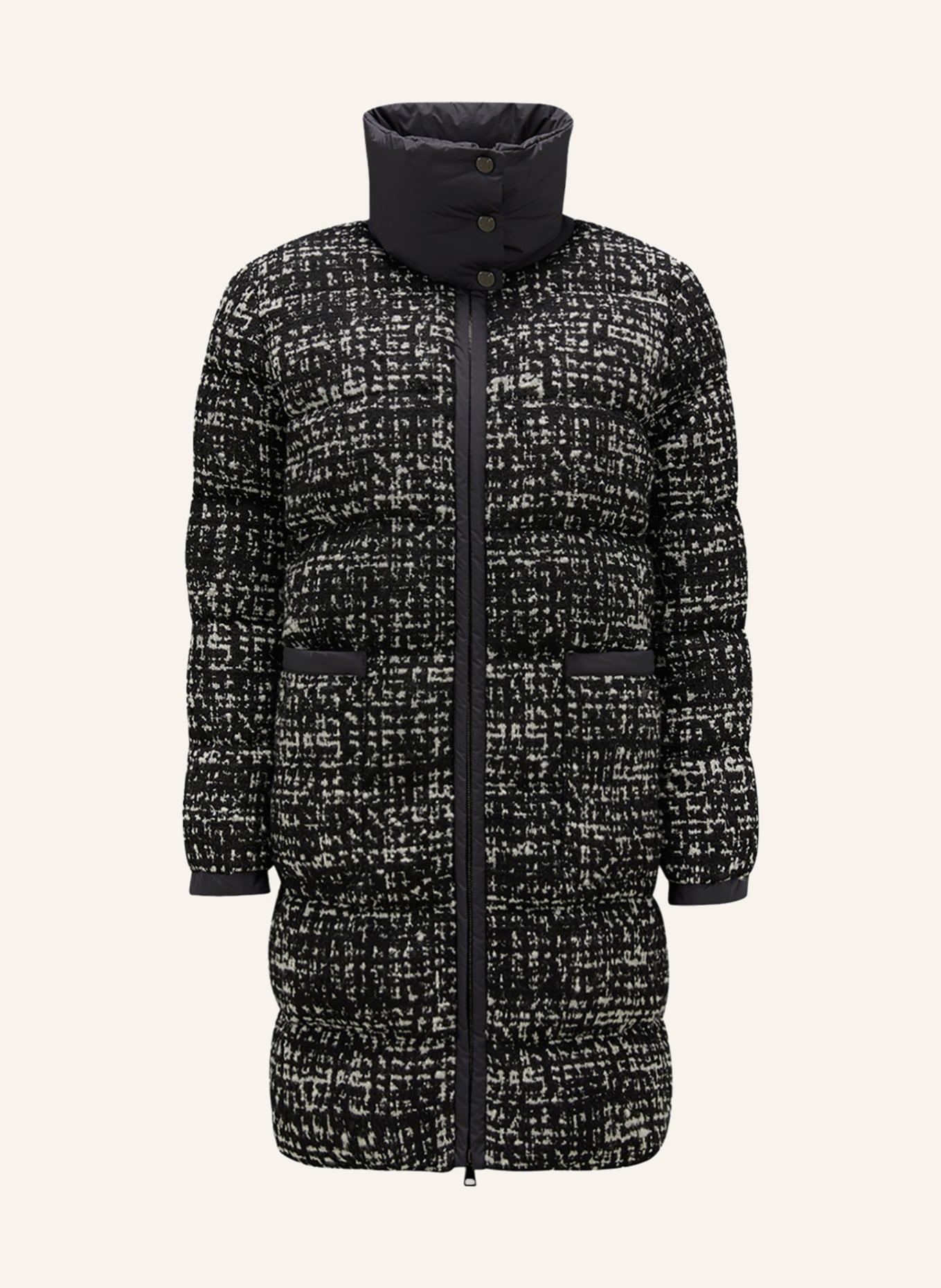 MONCLER Down coat RHONE in mixed materials, Color: WHITE/ BLACK (Image 1)